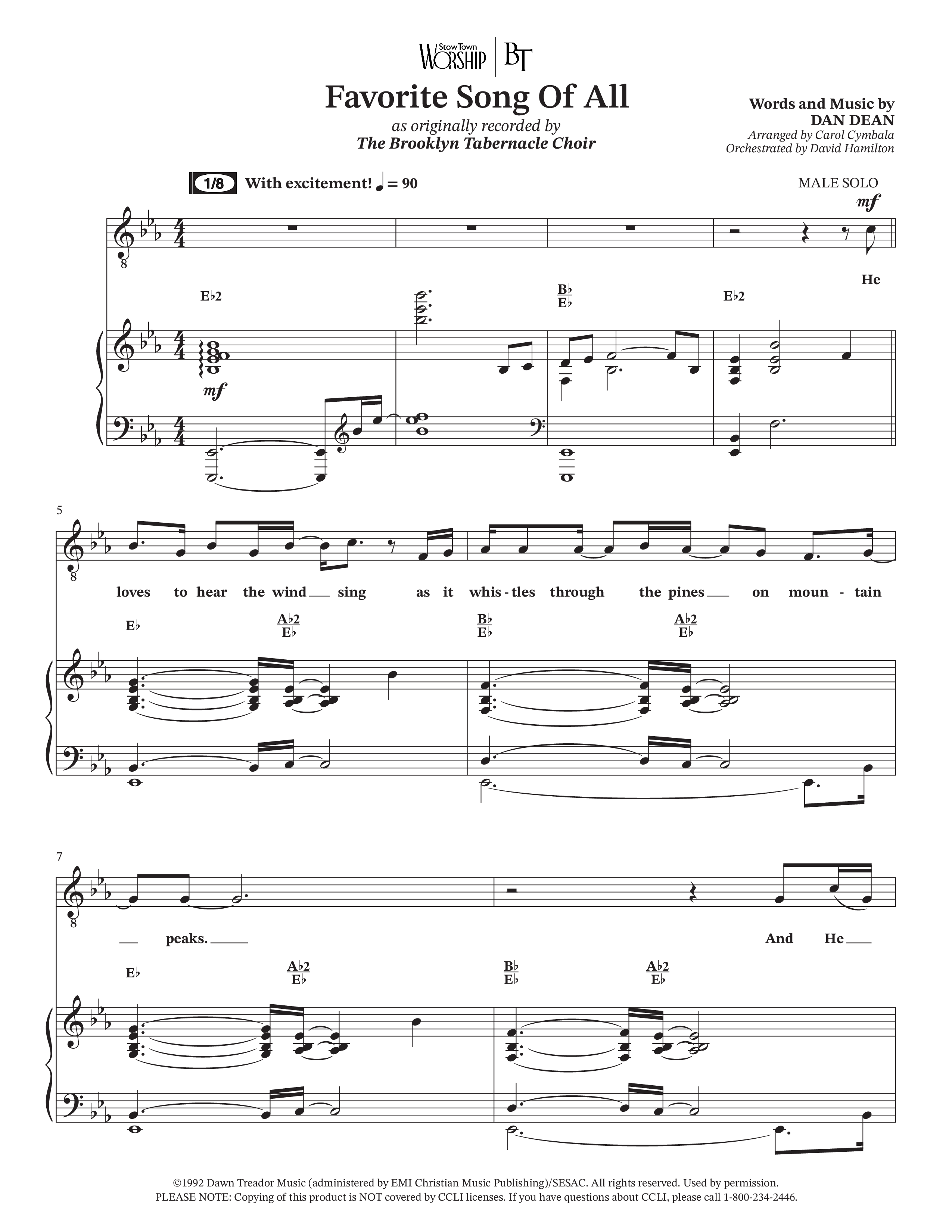Favorite Song Of All (Choral Anthem SATB) Anthem (SATB/Piano) (The Brooklyn Tabernacle Choir / Arr. Carol Cymbala / Orch. David Hamilton)