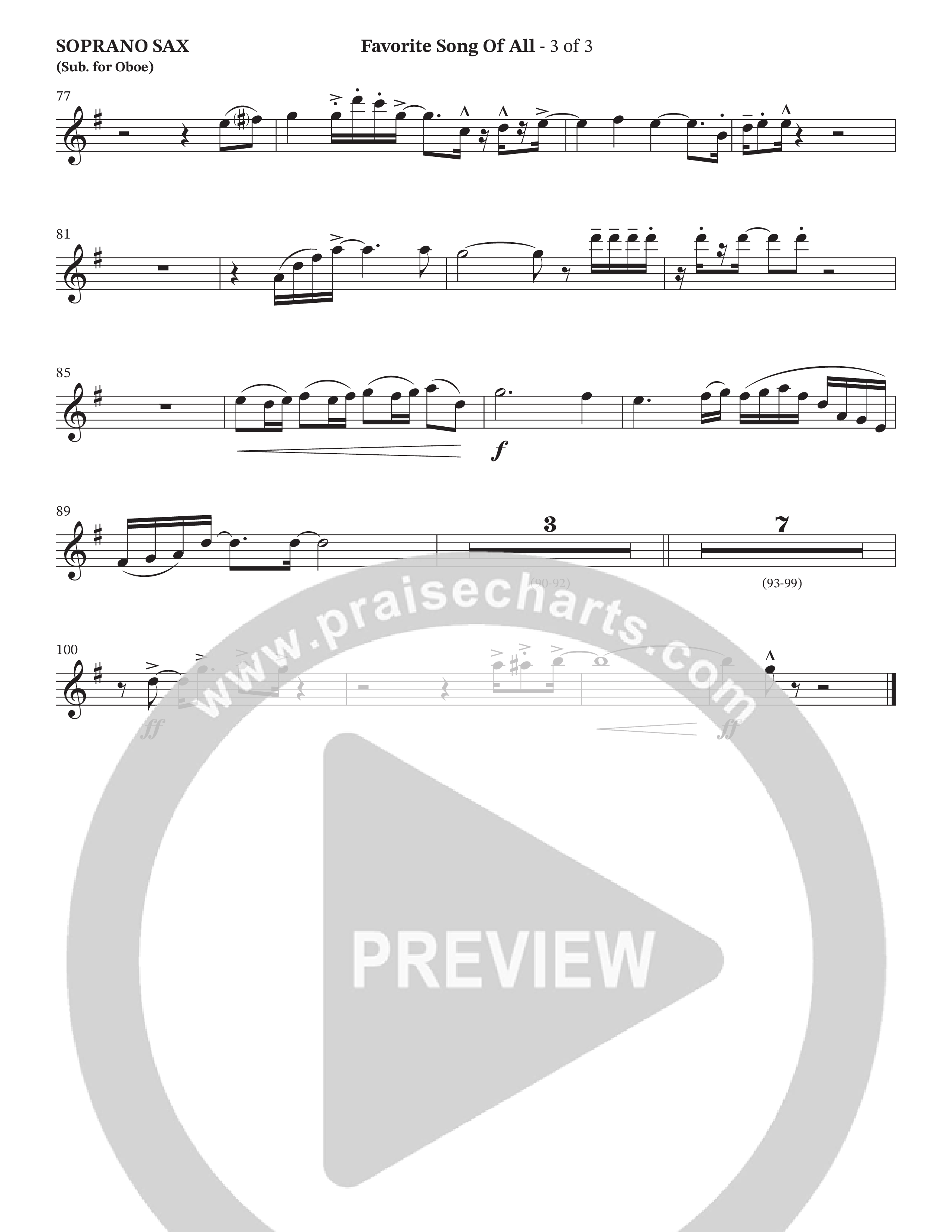 Favorite Song Of All (Choral Anthem SATB) Soprano Sax (The Brooklyn Tabernacle Choir / Arr. Carol Cymbala / Orch. David Hamilton)