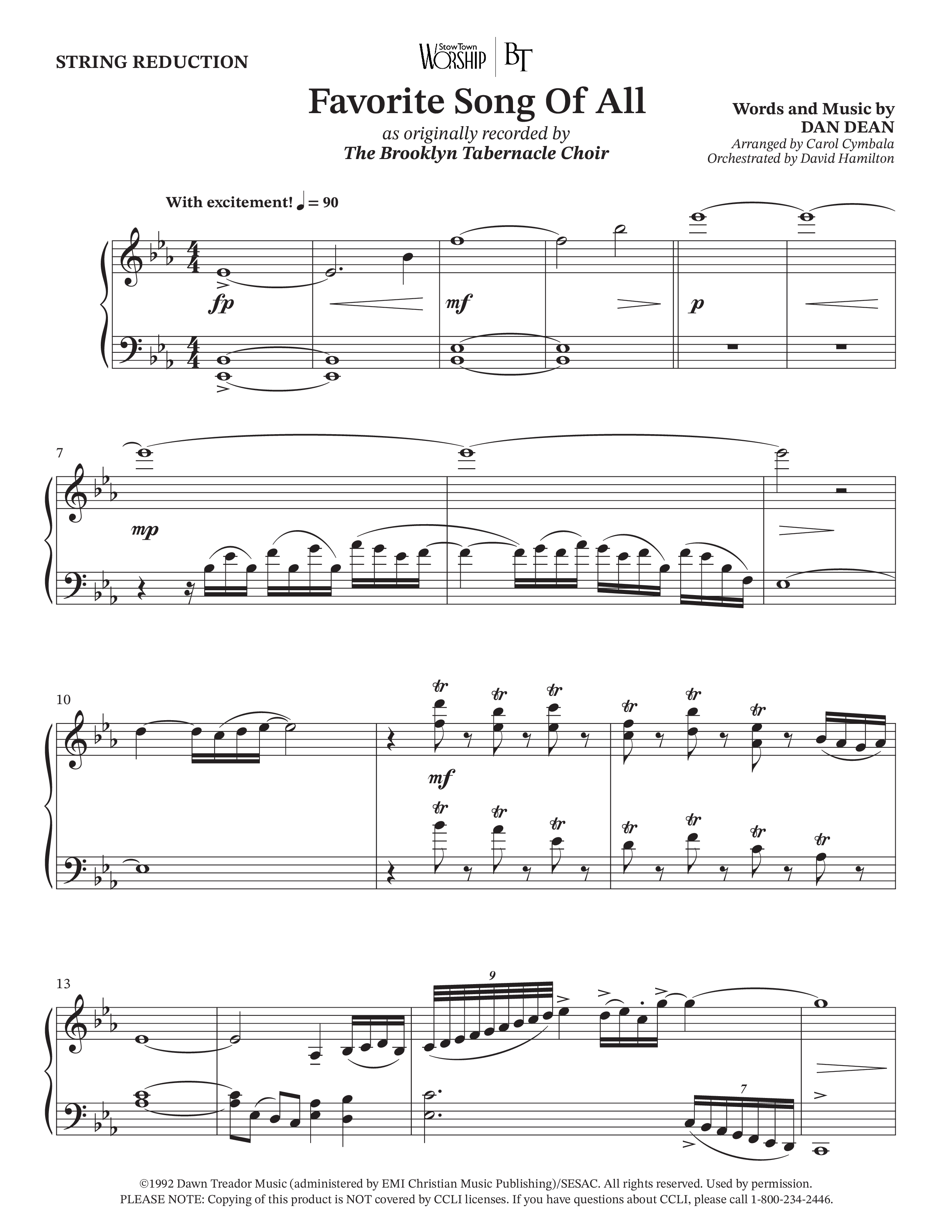 Favorite Song Of All (Choral Anthem SATB) String Reduction (The Brooklyn Tabernacle Choir / Arr. Carol Cymbala / Orch. David Hamilton)