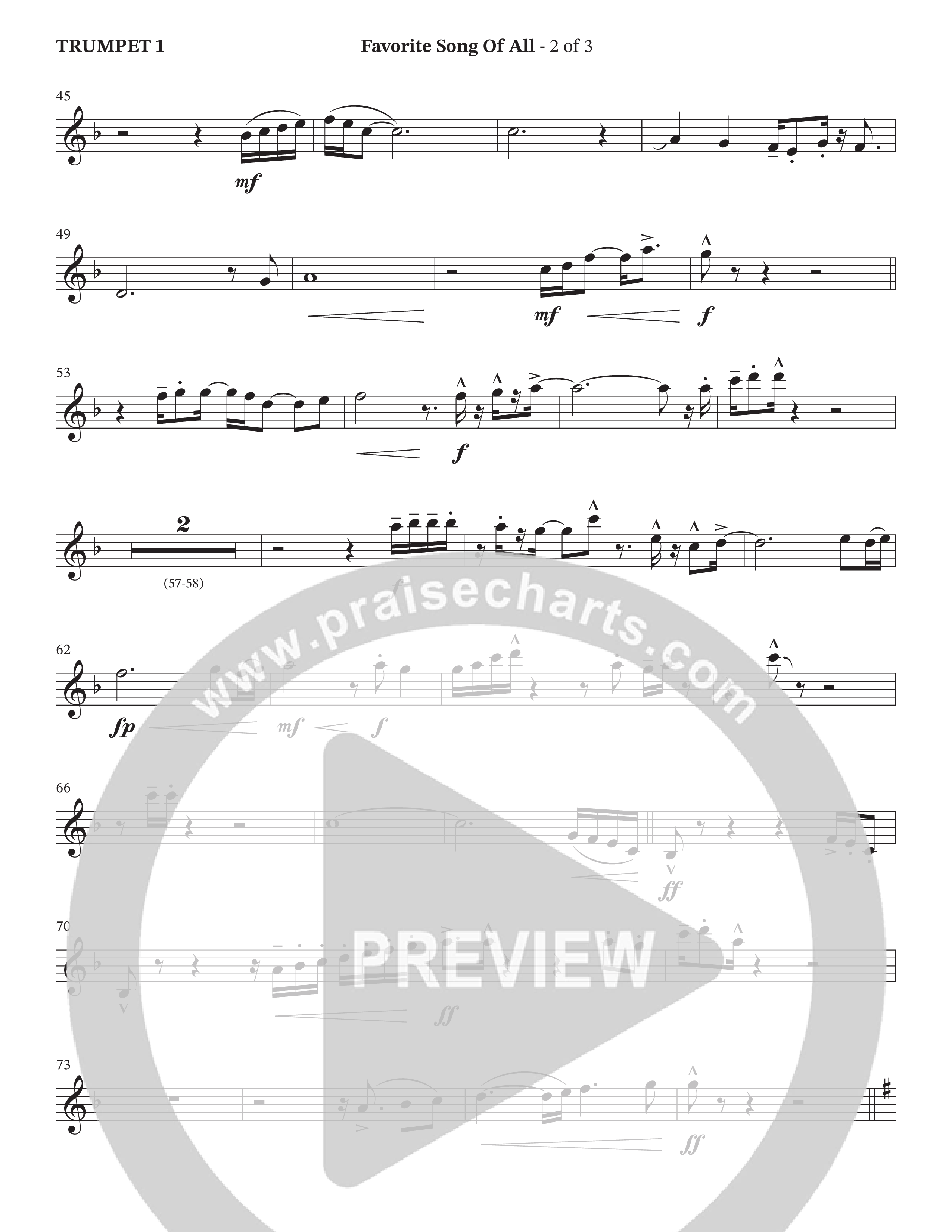 Favorite Song Of All (Choral Anthem SATB) Trumpet 1 (The Brooklyn Tabernacle Choir / Arr. Carol Cymbala / Orch. David Hamilton)