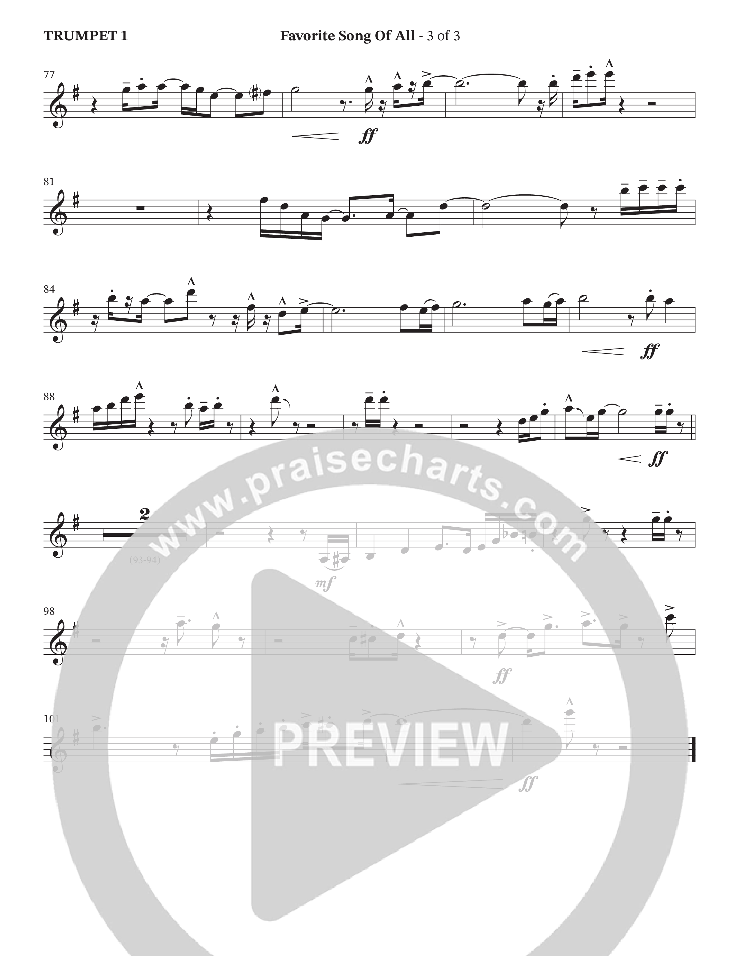 Favorite Song Of All (Choral Anthem SATB) Trumpet 1 (The Brooklyn Tabernacle Choir / Arr. Carol Cymbala / Orch. David Hamilton)