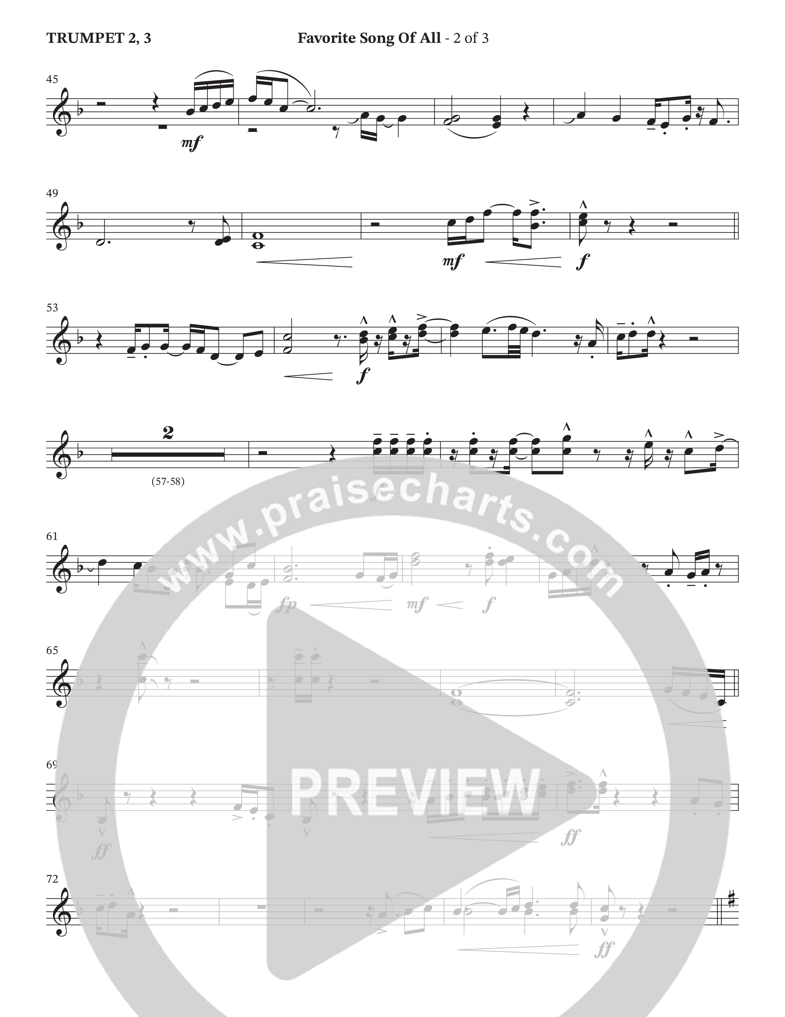 Favorite Song Of All (Choral Anthem SATB) Trumpet 2/3 (The Brooklyn Tabernacle Choir / Arr. Carol Cymbala / Orch. David Hamilton)