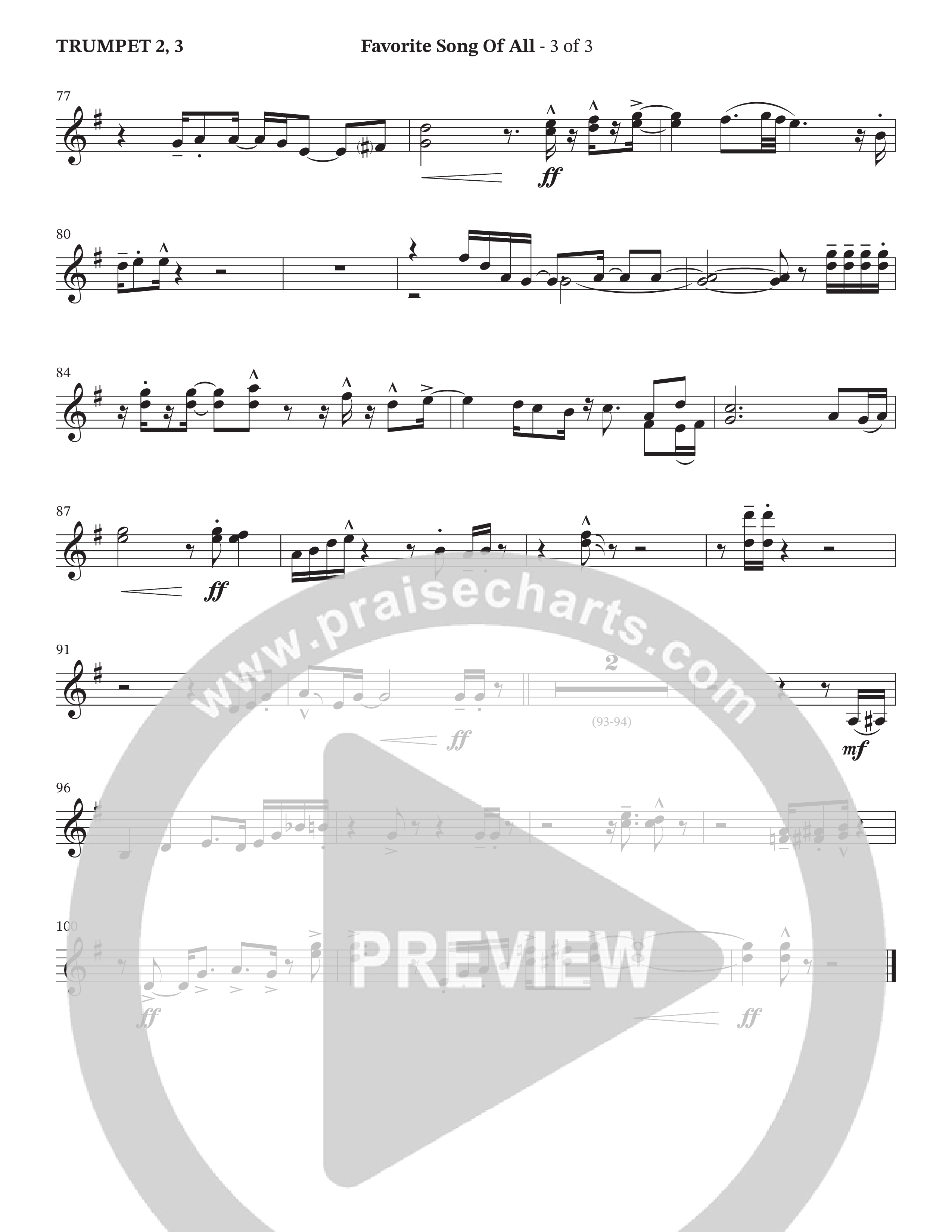 Favorite Song Of All (Choral Anthem SATB) Trumpet 2/3 (The Brooklyn Tabernacle Choir / Arr. Carol Cymbala / Orch. David Hamilton)