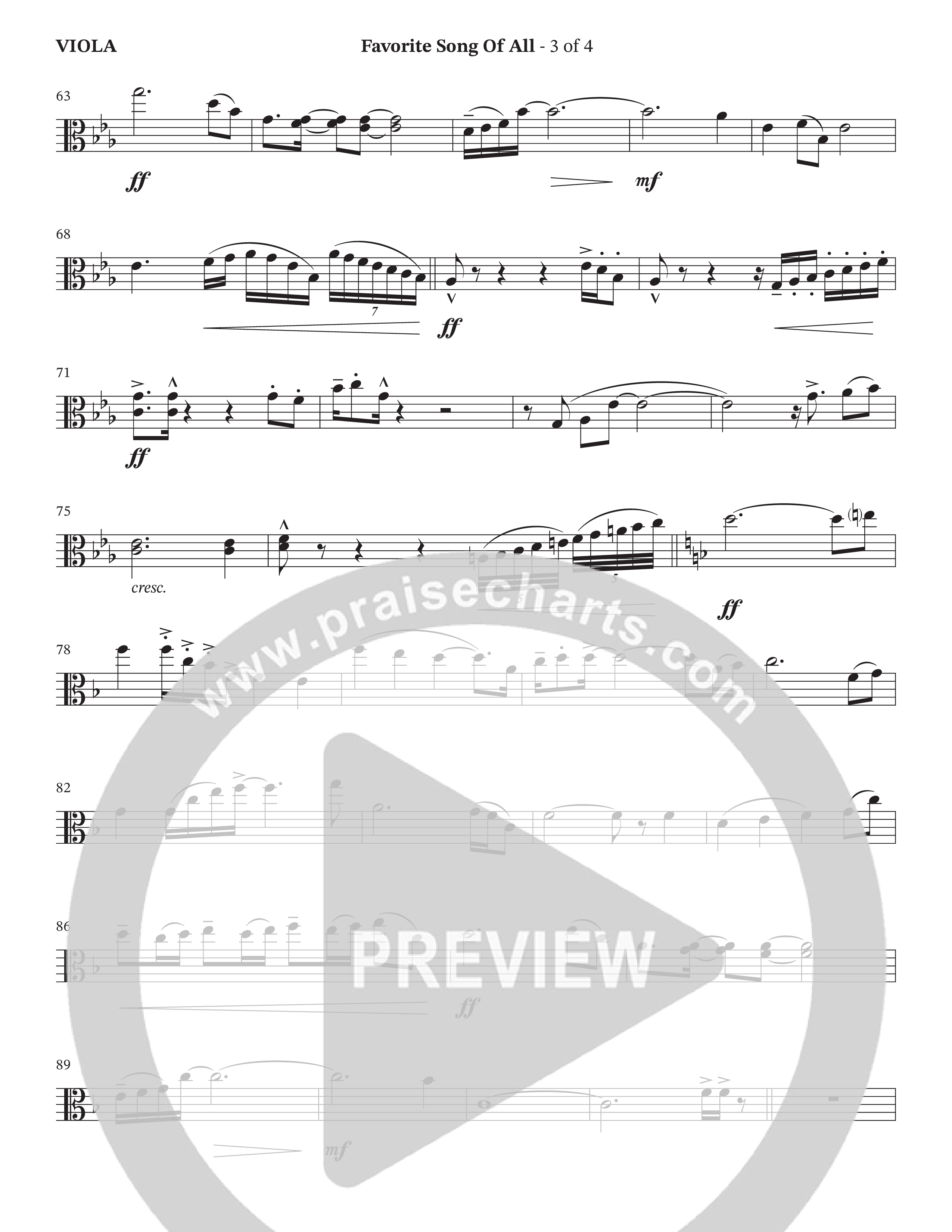 Favorite Song Of All (Choral Anthem SATB) Viola (The Brooklyn Tabernacle Choir / Arr. Carol Cymbala / Orch. David Hamilton)