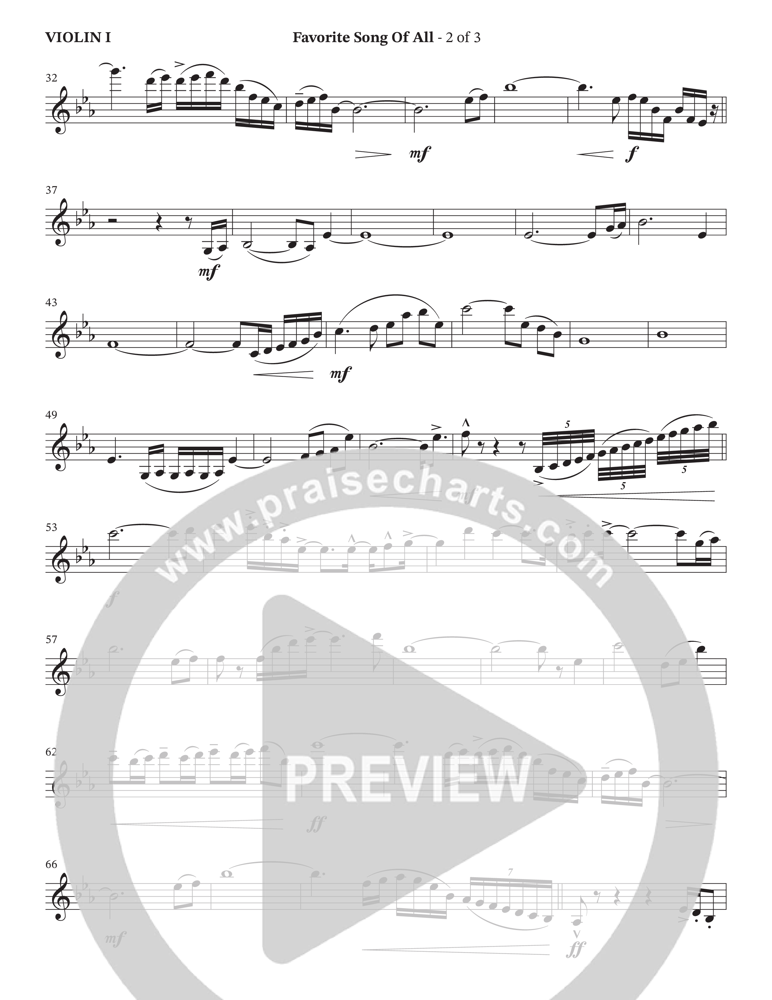 Favorite Song Of All (Choral Anthem SATB) Violin 1 (The Brooklyn Tabernacle Choir / Arr. Carol Cymbala / Orch. David Hamilton)