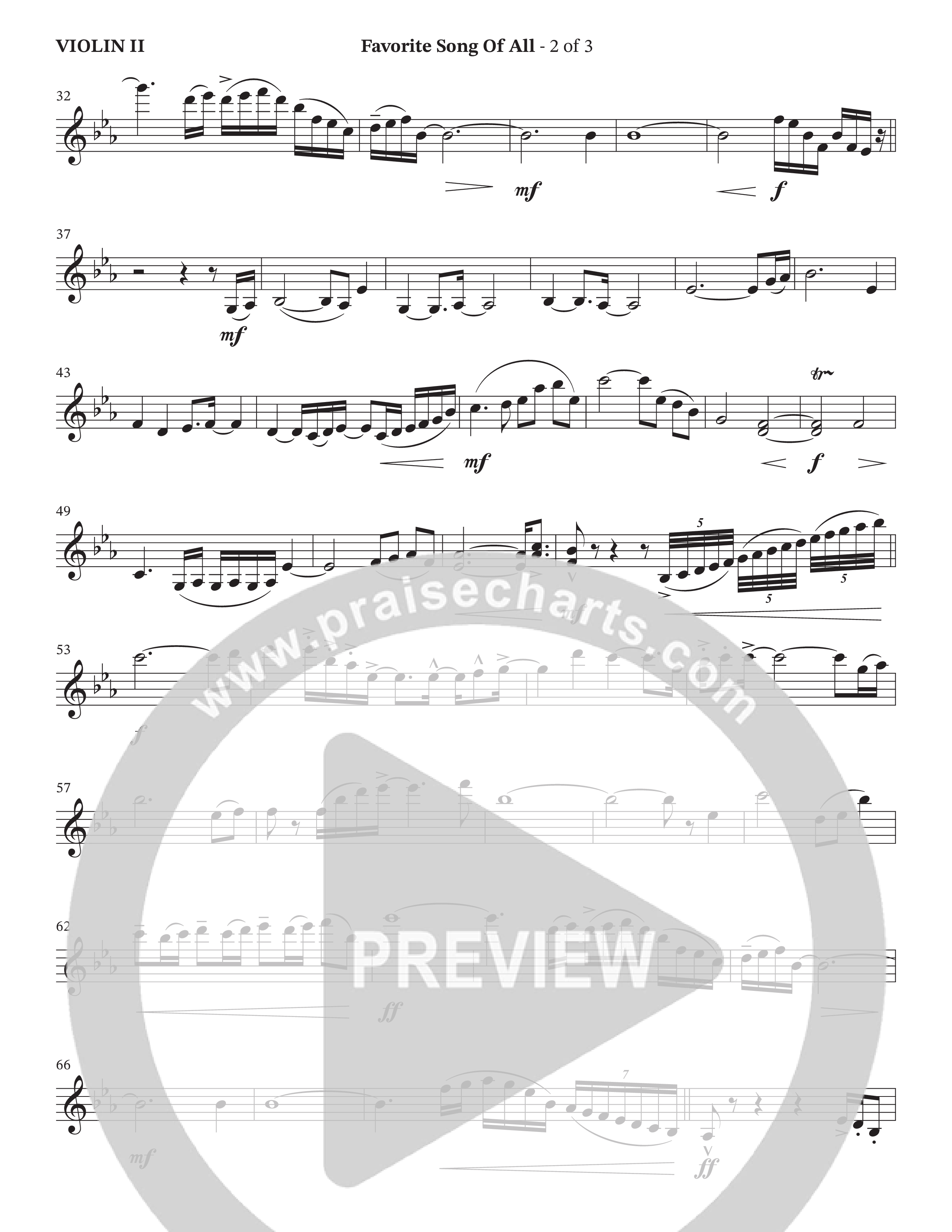 Favorite Song Of All (Choral Anthem SATB) Violin 2 (The Brooklyn Tabernacle Choir / Arr. Carol Cymbala / Orch. David Hamilton)