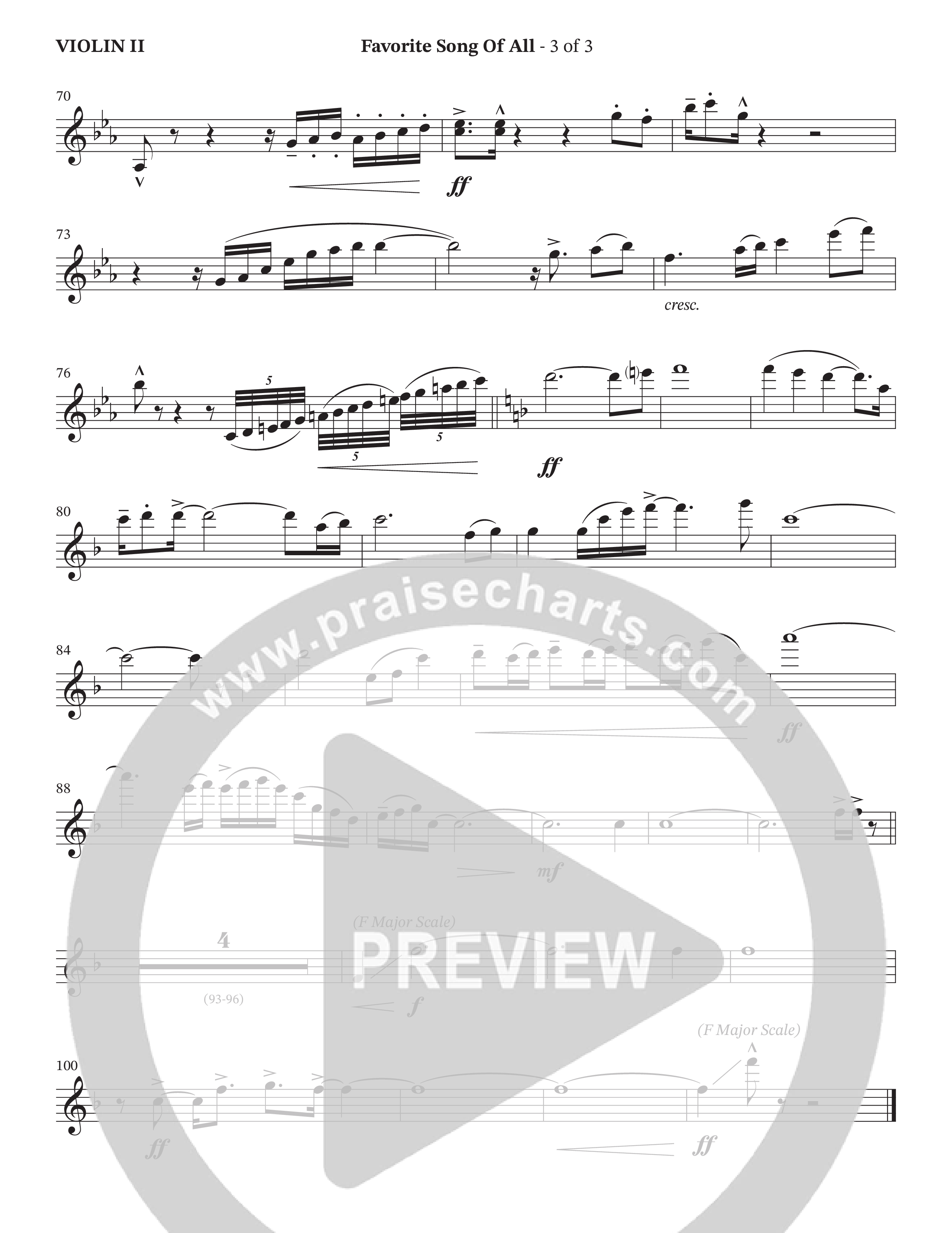 Favorite Song Of All (Choral Anthem SATB) Violin 2 (The Brooklyn Tabernacle Choir / Arr. Carol Cymbala / Orch. David Hamilton)