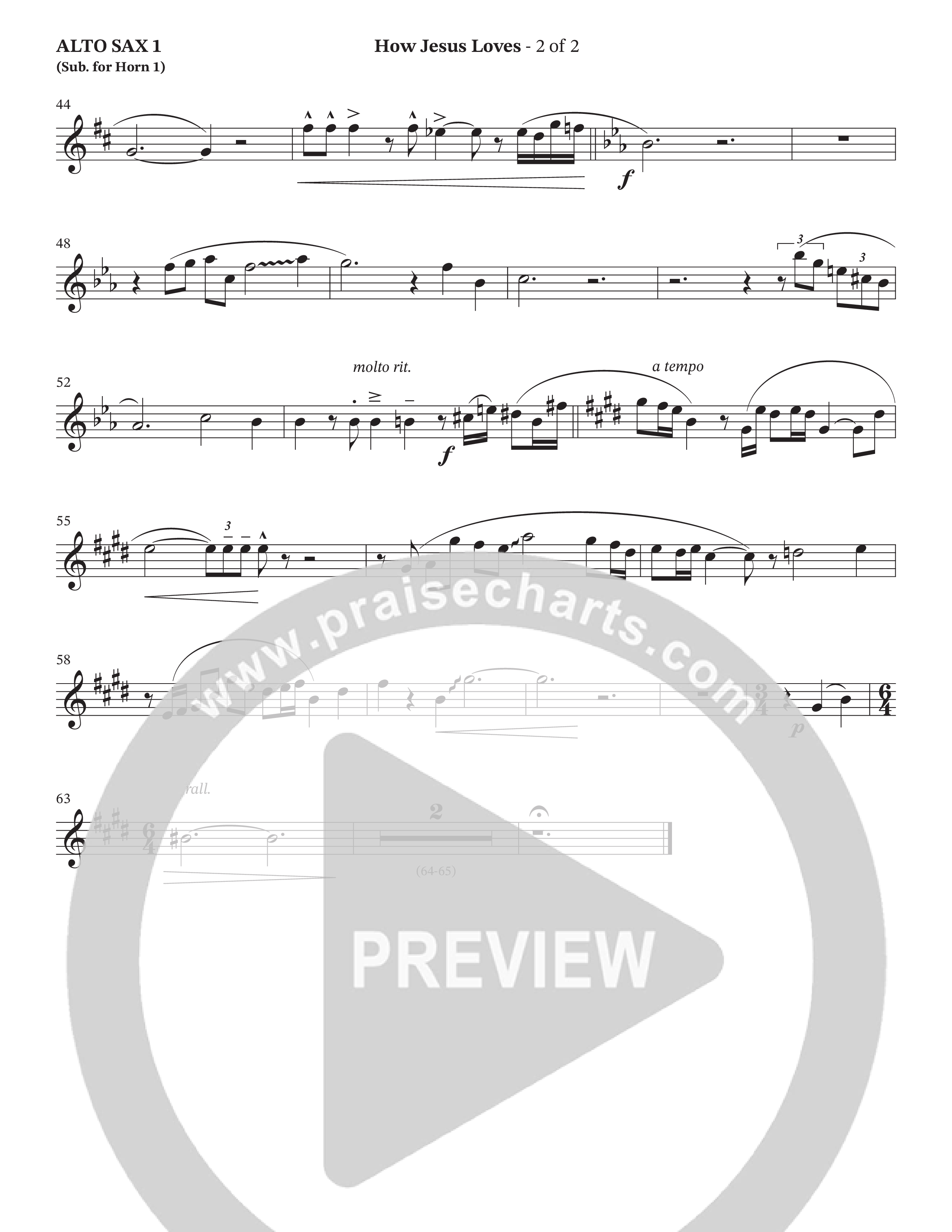 How Jesus Loves (Choral Anthem SATB) Alto Sax (The Brooklyn Tabernacle Choir / TaRanda Greene / Arr. Carol Cymbala / Orch. J. Daniel Smith)