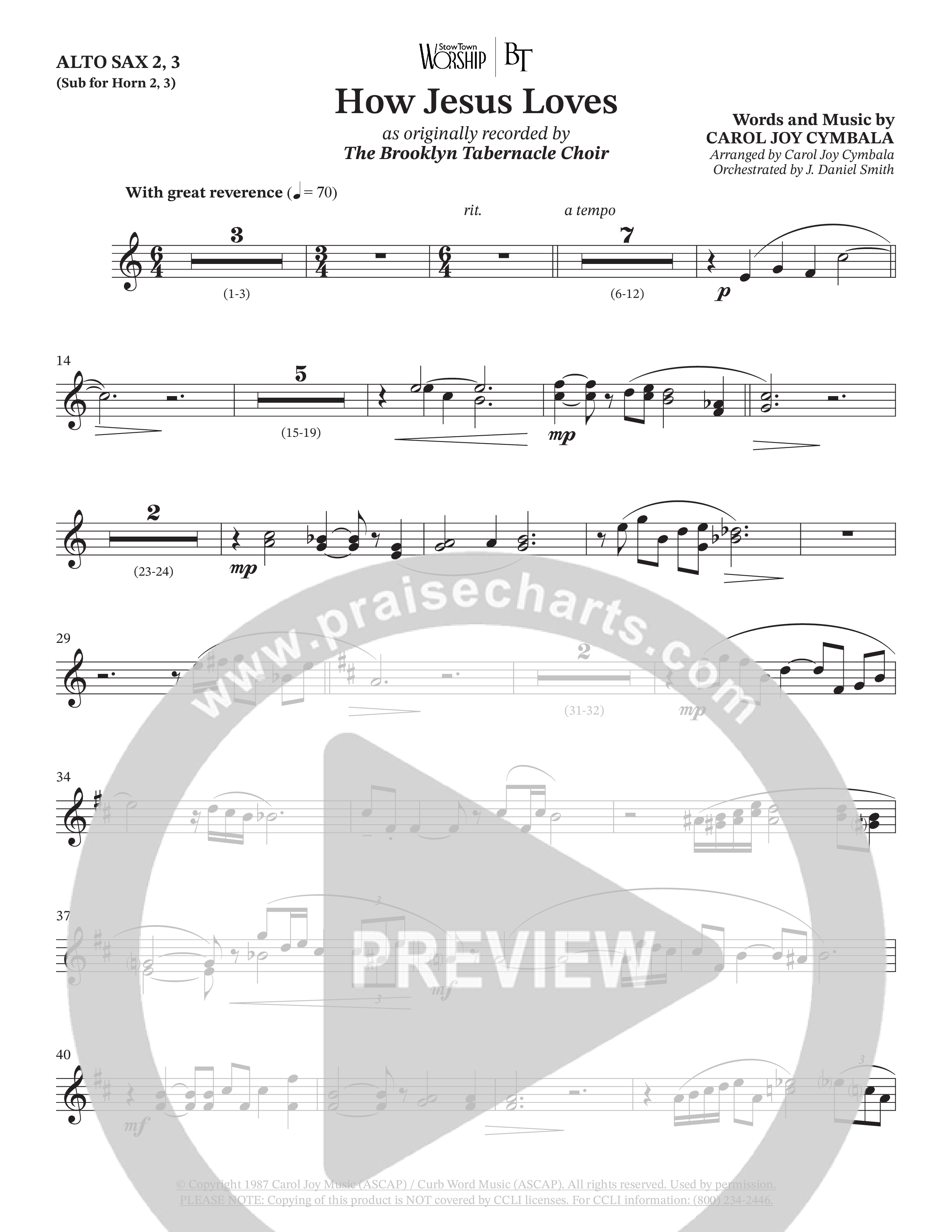 How Jesus Loves (Choral Anthem SATB) Alto Sax (The Brooklyn Tabernacle Choir / TaRanda Greene / Arr. Carol Cymbala / Orch. J. Daniel Smith)