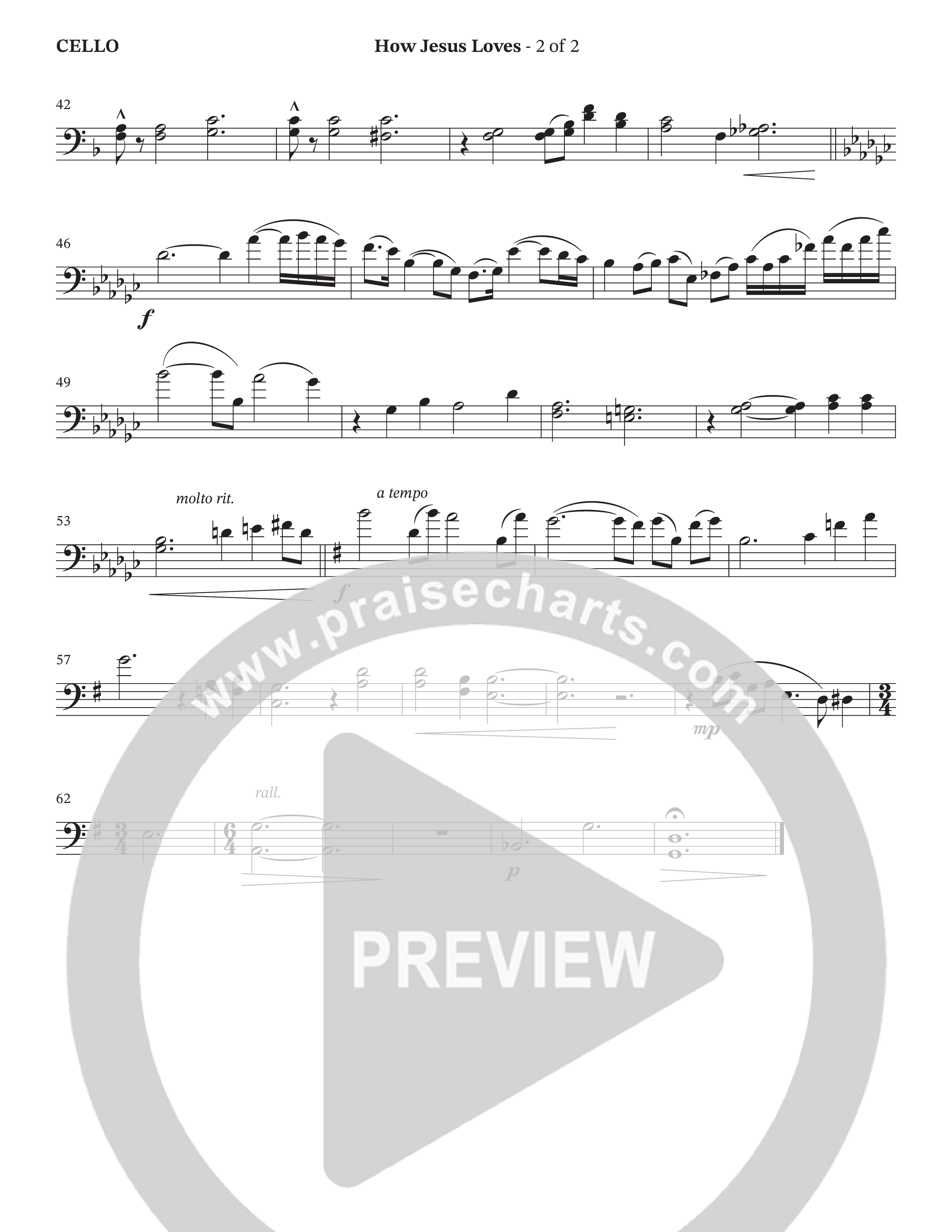 How Jesus Loves (Choral Anthem SATB) Cello (The Brooklyn Tabernacle Choir / TaRanda Greene / Arr. Carol Cymbala / Orch. J. Daniel Smith)