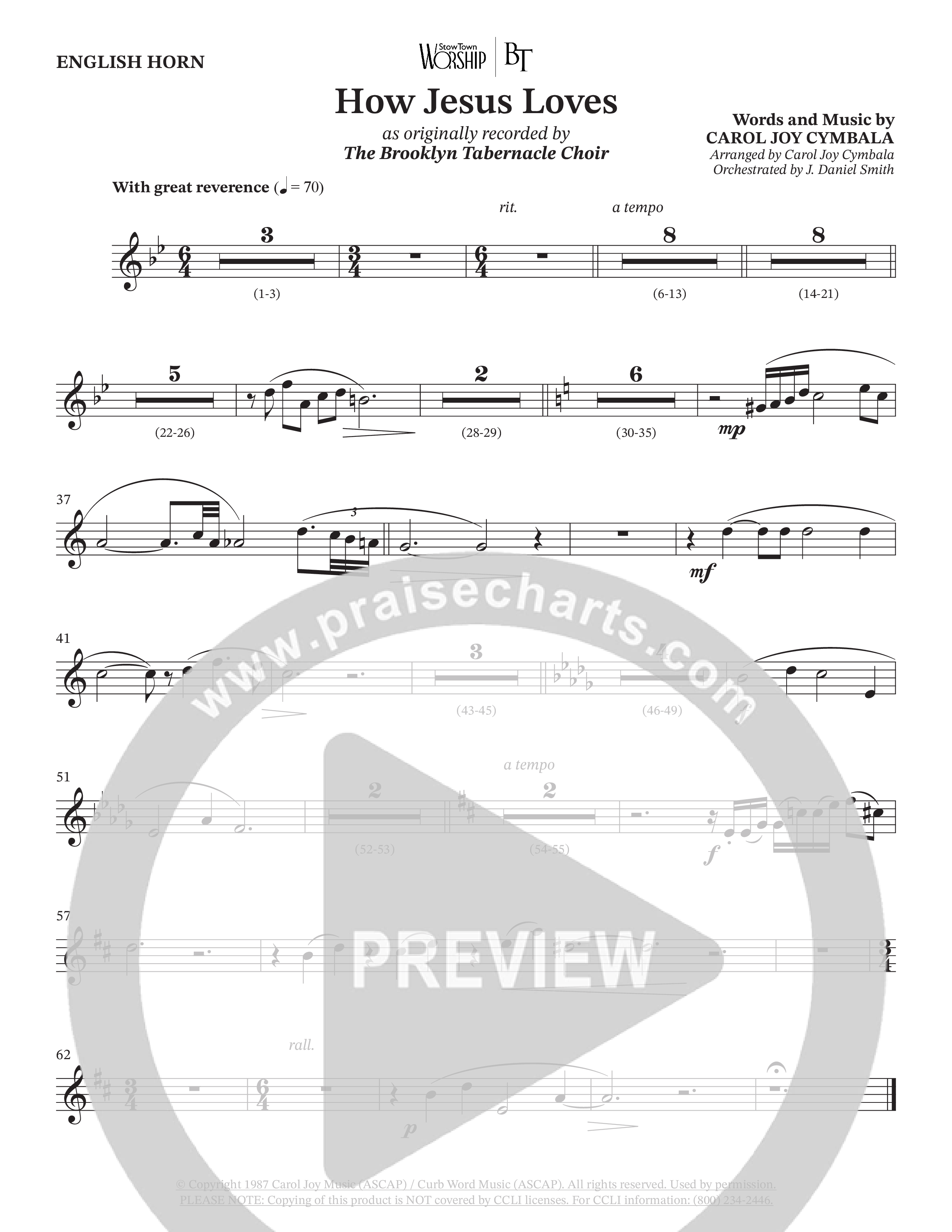 How Jesus Loves (Choral Anthem SATB) English Horn (The Brooklyn Tabernacle Choir / TaRanda Greene / Arr. Carol Cymbala / Orch. J. Daniel Smith)
