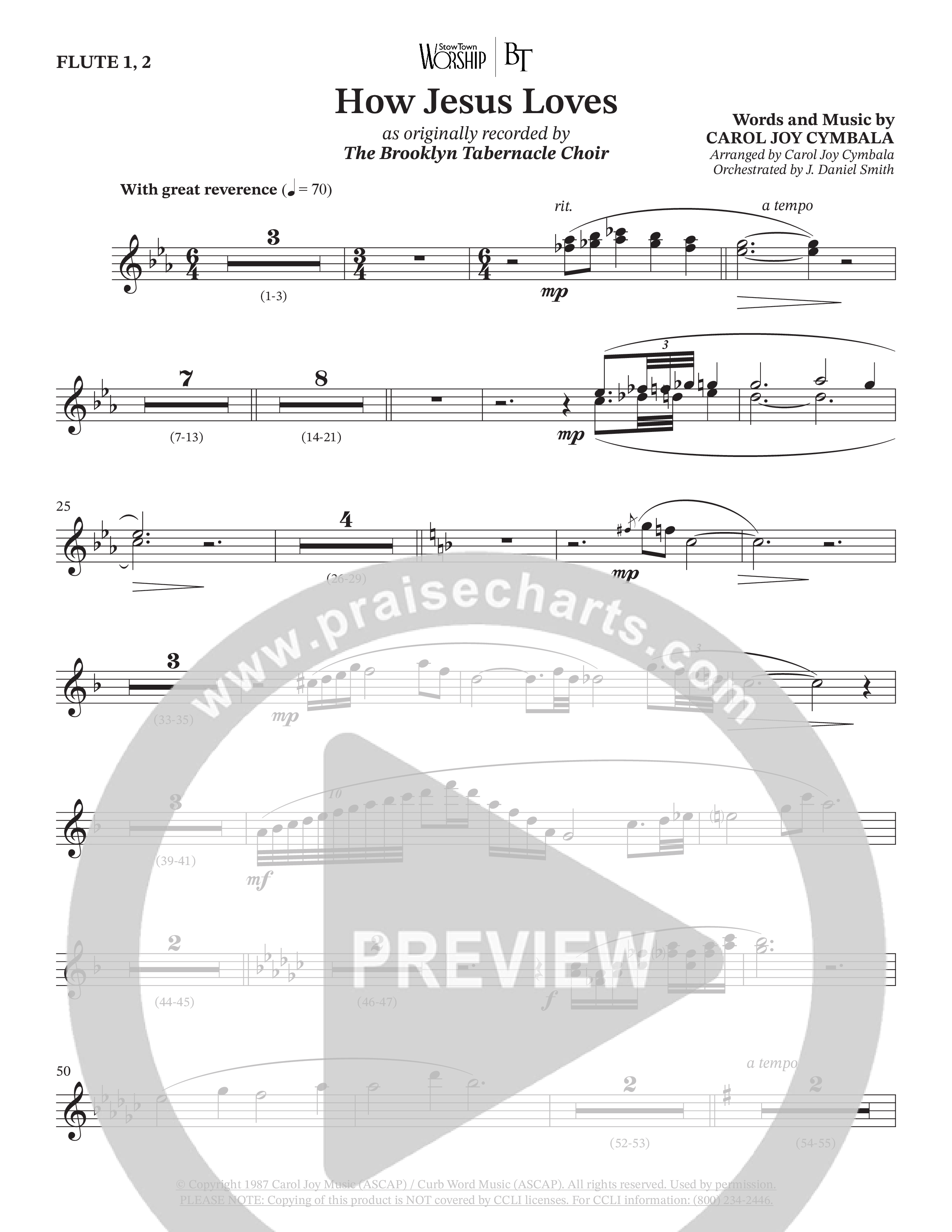 How Jesus Loves (Choral Anthem SATB) Flute 1/2 (The Brooklyn Tabernacle Choir / TaRanda Greene / Arr. Carol Cymbala / Orch. J. Daniel Smith)