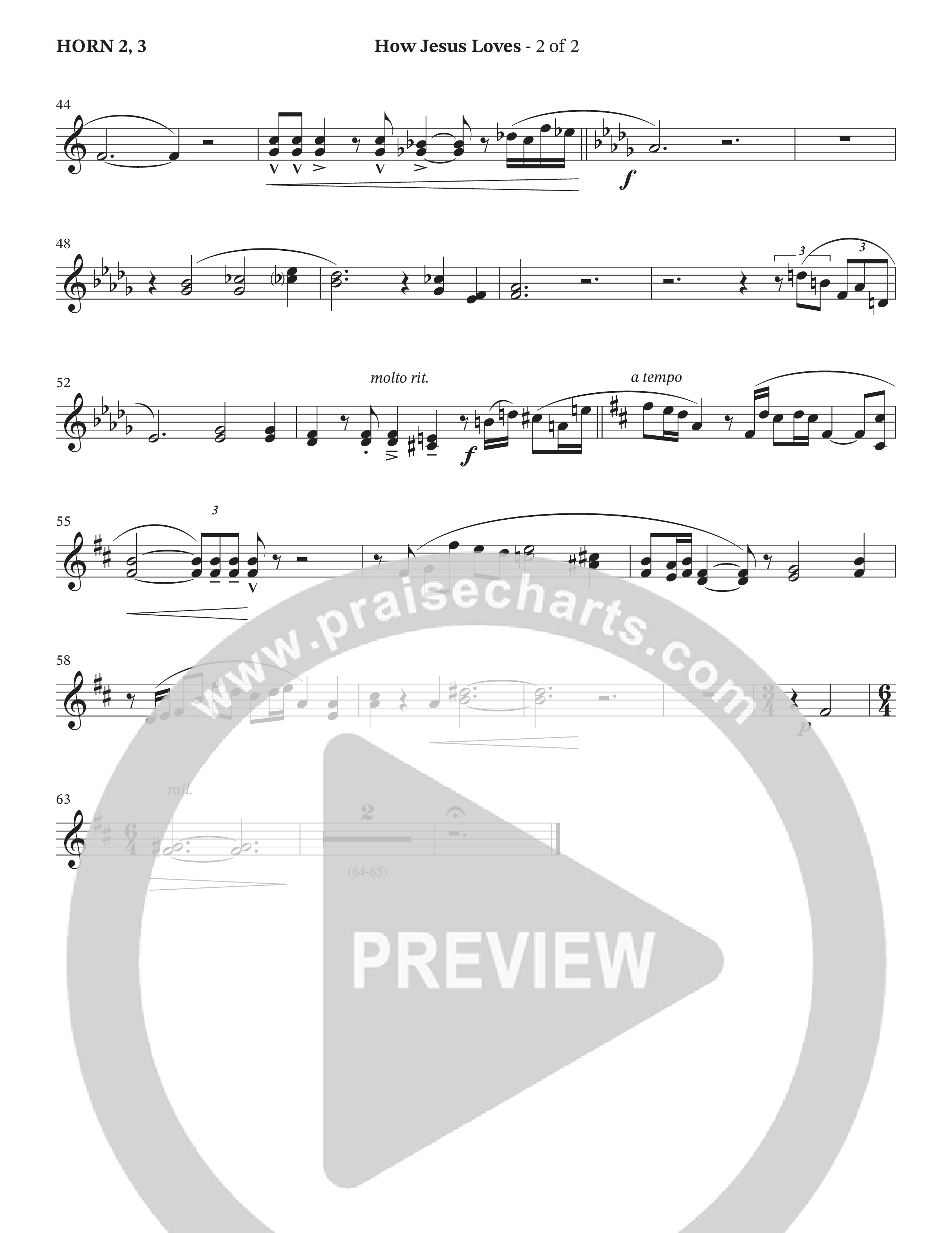 How Jesus Loves (Choral Anthem SATB) French Horn 3 (The Brooklyn Tabernacle Choir / TaRanda Greene / Arr. Carol Cymbala / Orch. J. Daniel Smith)