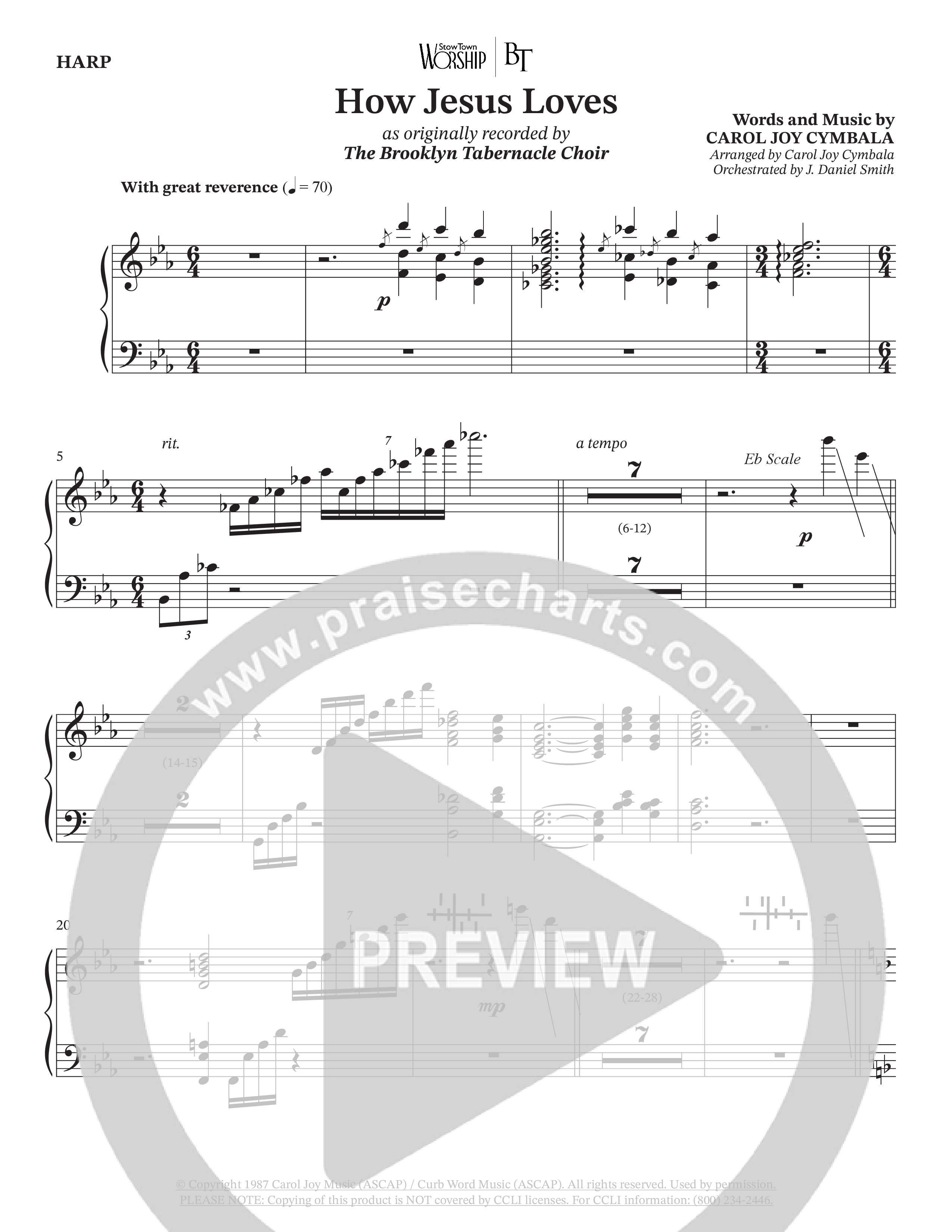 How Jesus Loves (Choral Anthem SATB) Harp (The Brooklyn Tabernacle Choir / TaRanda Greene / Arr. Carol Cymbala / Orch. J. Daniel Smith)