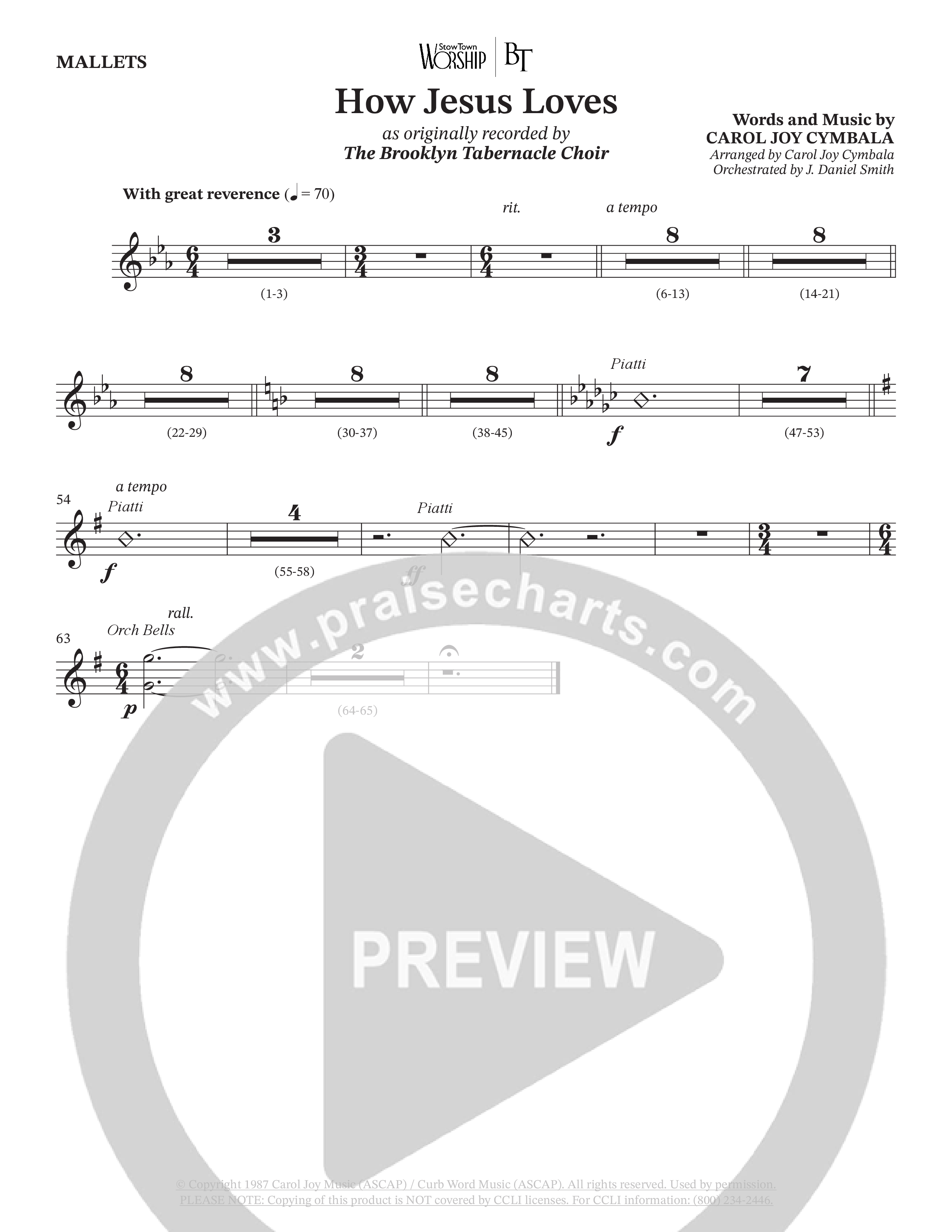 How Jesus Loves (Choral Anthem SATB) Mallets (The Brooklyn Tabernacle Choir / TaRanda Greene / Arr. Carol Cymbala / Orch. J. Daniel Smith)
