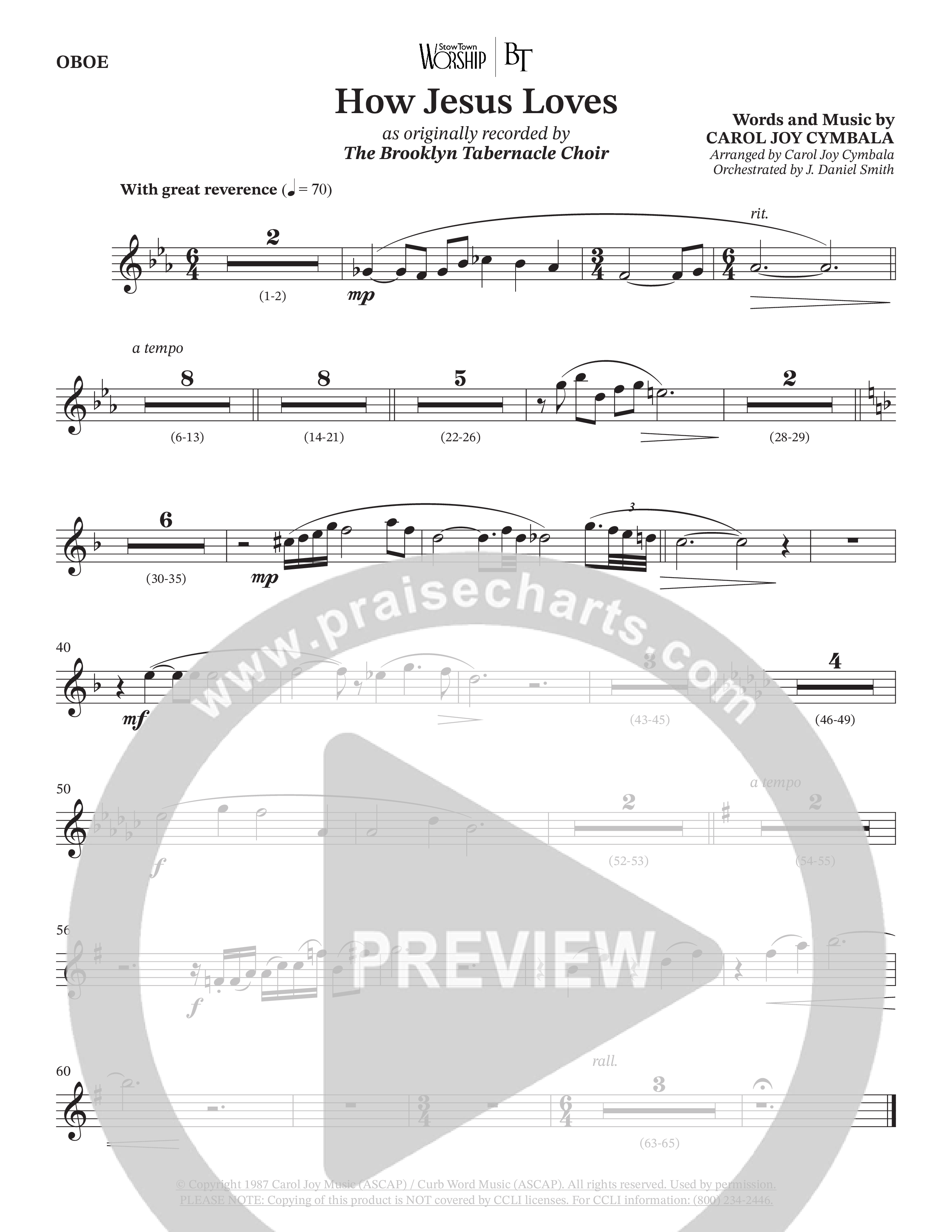How Jesus Loves (Choral Anthem SATB) Oboe (The Brooklyn Tabernacle Choir / TaRanda Greene / Arr. Carol Cymbala / Orch. J. Daniel Smith)