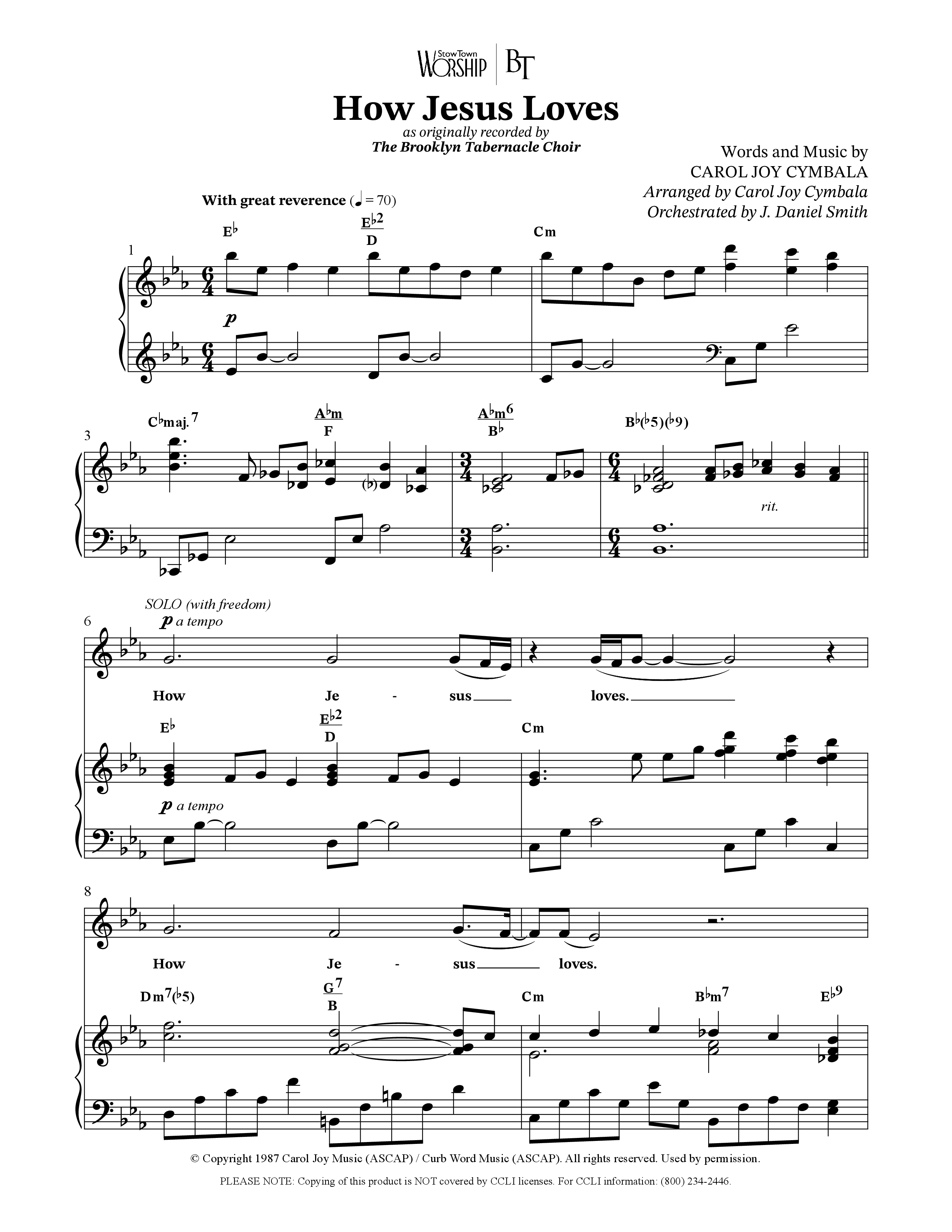 How Jesus Loves (Choral Anthem SATB) Octavo (SATB & Pno) (The Brooklyn Tabernacle Choir / TaRanda Greene / Arr. Carol Cymbala / Orch. J. Daniel Smith)