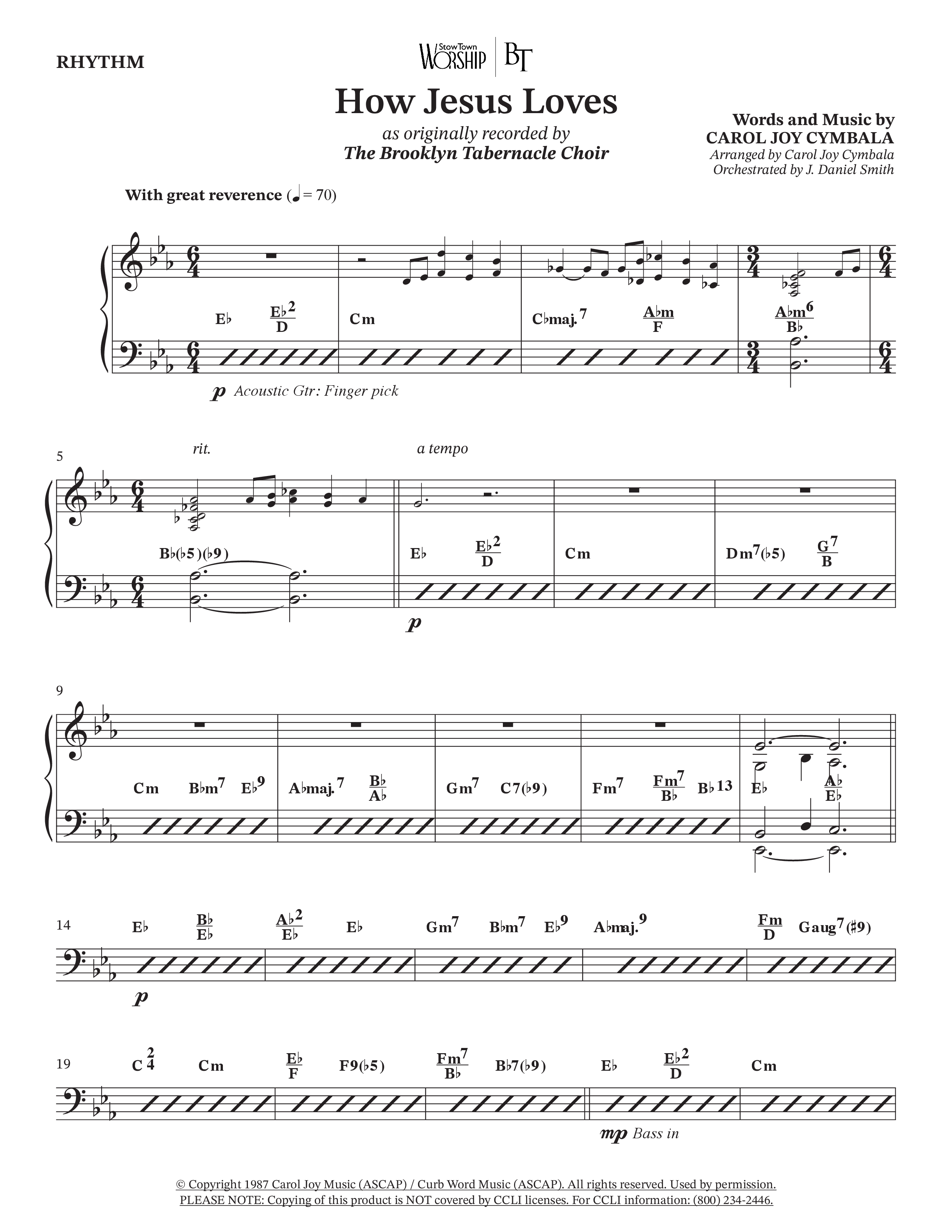 How Jesus Loves (Choral Anthem SATB) Rhythm Chart (The Brooklyn Tabernacle Choir / TaRanda Greene / Arr. Carol Cymbala / Orch. J. Daniel Smith)
