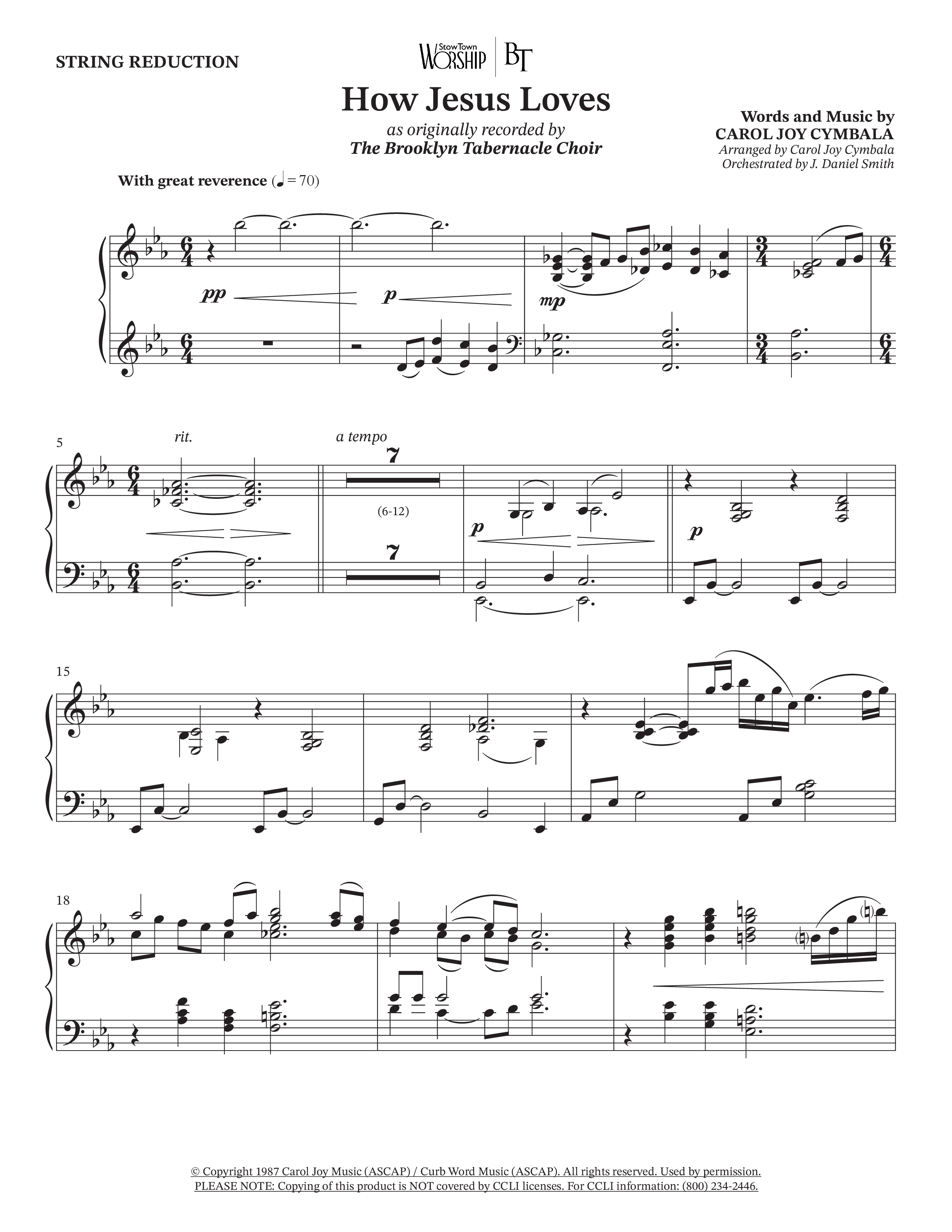 How Jesus Loves (Choral Anthem SATB) String Reduction (The Brooklyn Tabernacle Choir / TaRanda Greene / Arr. Carol Cymbala / Orch. J. Daniel Smith)