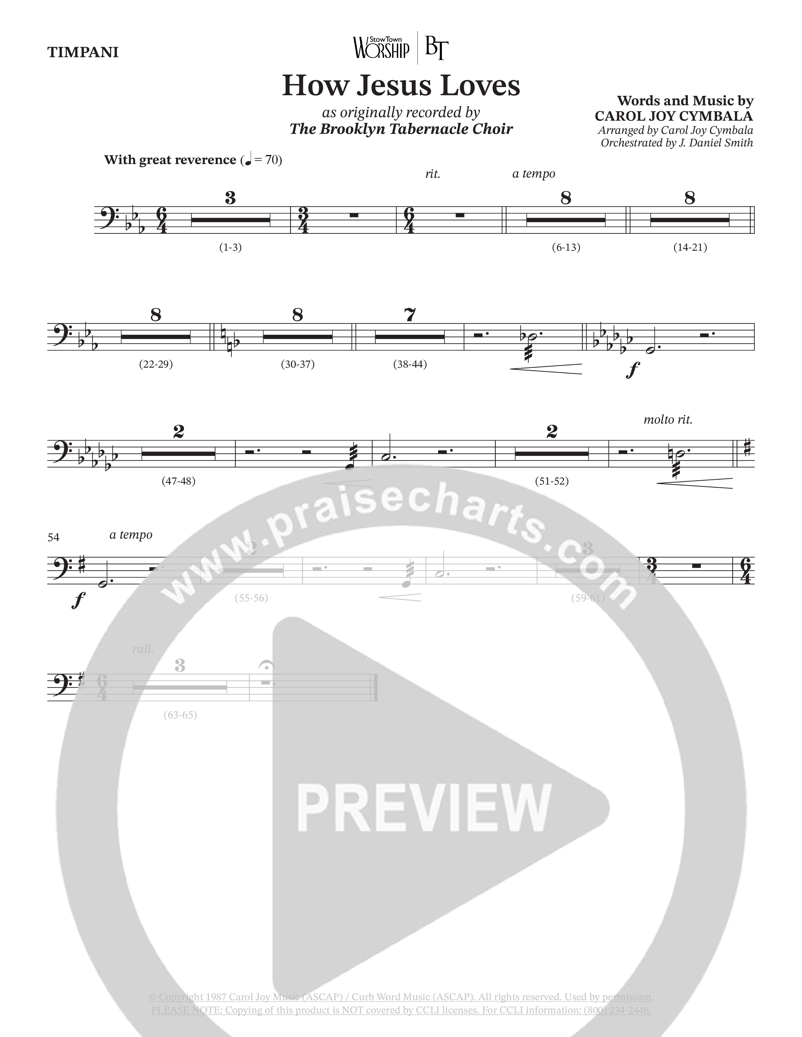 How Jesus Loves (Choral Anthem SATB) Timpani (The Brooklyn Tabernacle Choir / TaRanda Greene / Arr. Carol Cymbala / Orch. J. Daniel Smith)