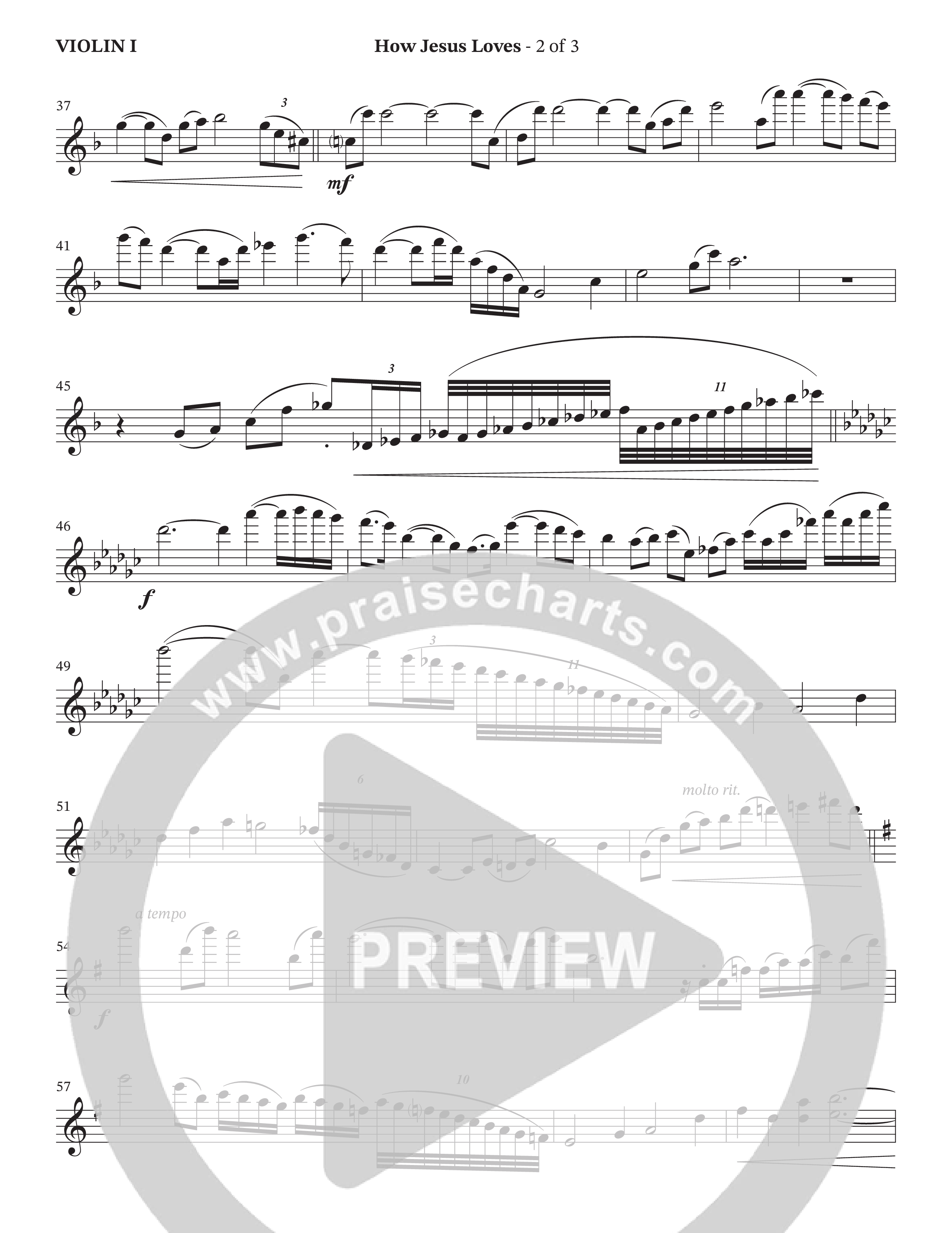 How Jesus Loves (Choral Anthem SATB) Violin 1 (The Brooklyn Tabernacle Choir / TaRanda Greene / Arr. Carol Cymbala / Orch. J. Daniel Smith)