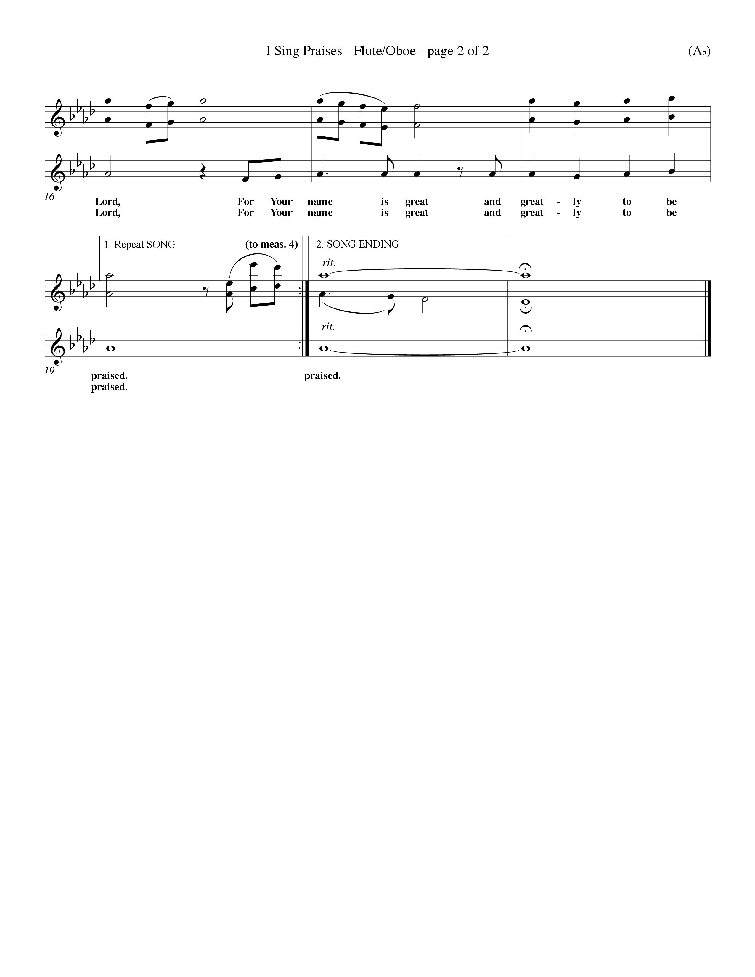 I Sing Praises (Choral Anthem SATB) Flute/Oboe (Word Music Choral / Orch. Don Hart / Orch. Wayne Yankie)