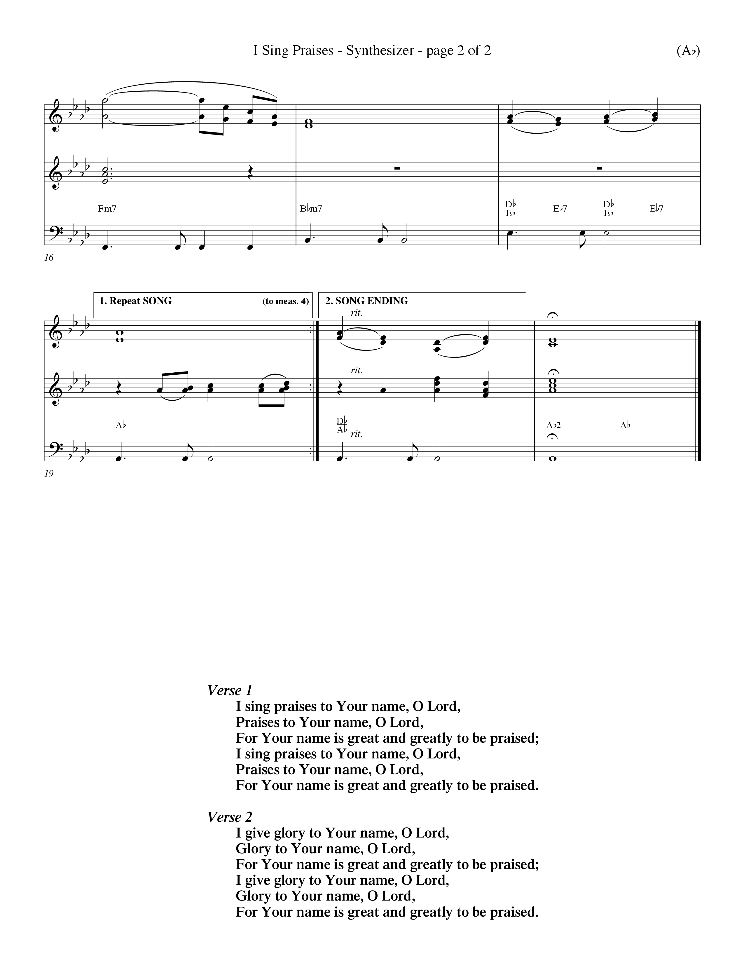 I Sing Praises (Choral Anthem SATB) Synth (Word Music Choral / Orch. Don Hart / Orch. Wayne Yankie)