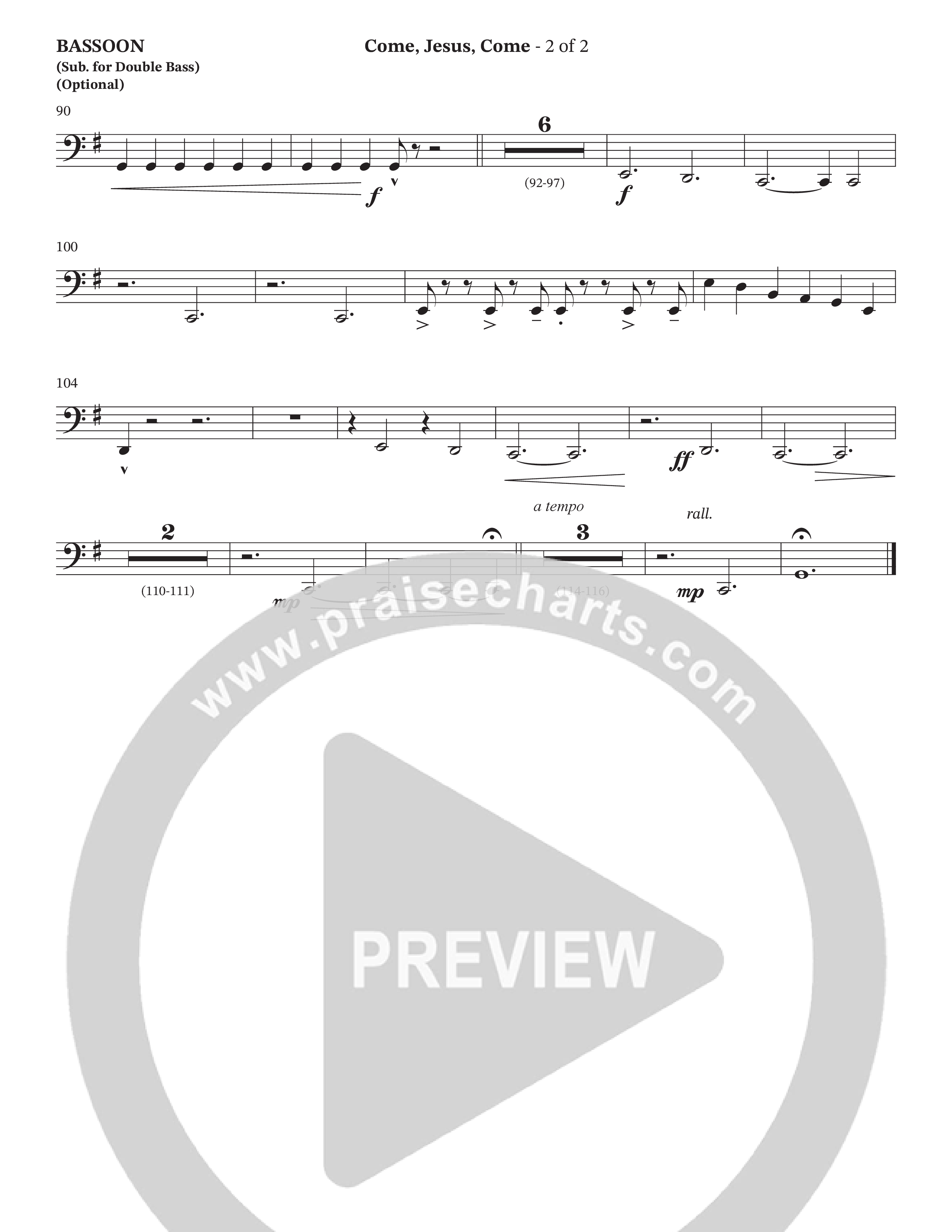 Come Jesus Come (Choral Anthem SATB) Bassoon (The Brooklyn Tabernacle Choir / Stephen McWhirter / Arr. Carol Cymbala / Orch. J. Daniel Smith)
