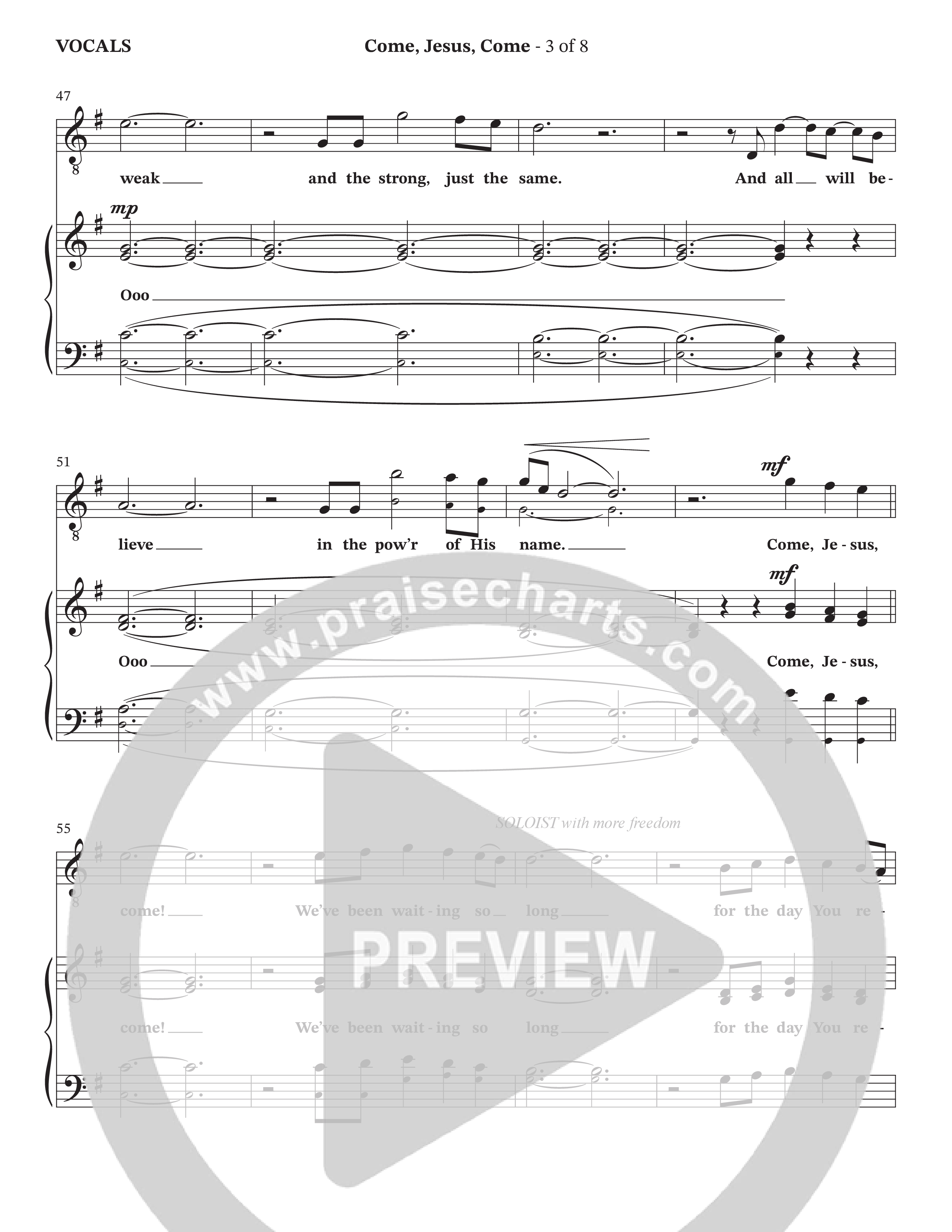 Come Jesus Come (Choral Anthem SATB) Choir Sheet (SATB) (The Brooklyn Tabernacle Choir / Stephen McWhirter / Arr. Carol Cymbala / Orch. J. Daniel Smith)