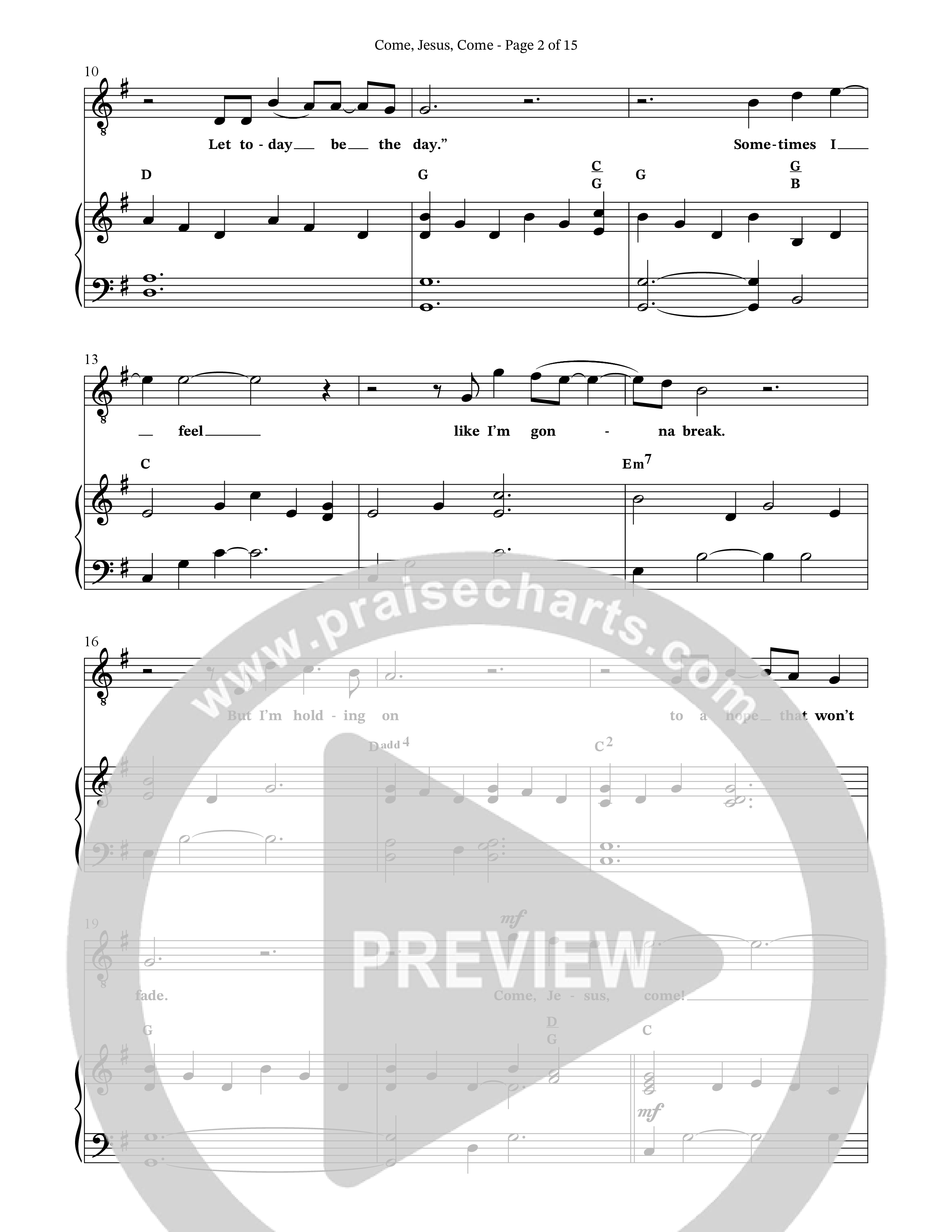 Come Jesus Come (Choral Anthem SATB) Octavo (SATB & Pno) (The Brooklyn Tabernacle Choir / Stephen McWhirter / Arr. Carol Cymbala / Orch. J. Daniel Smith)