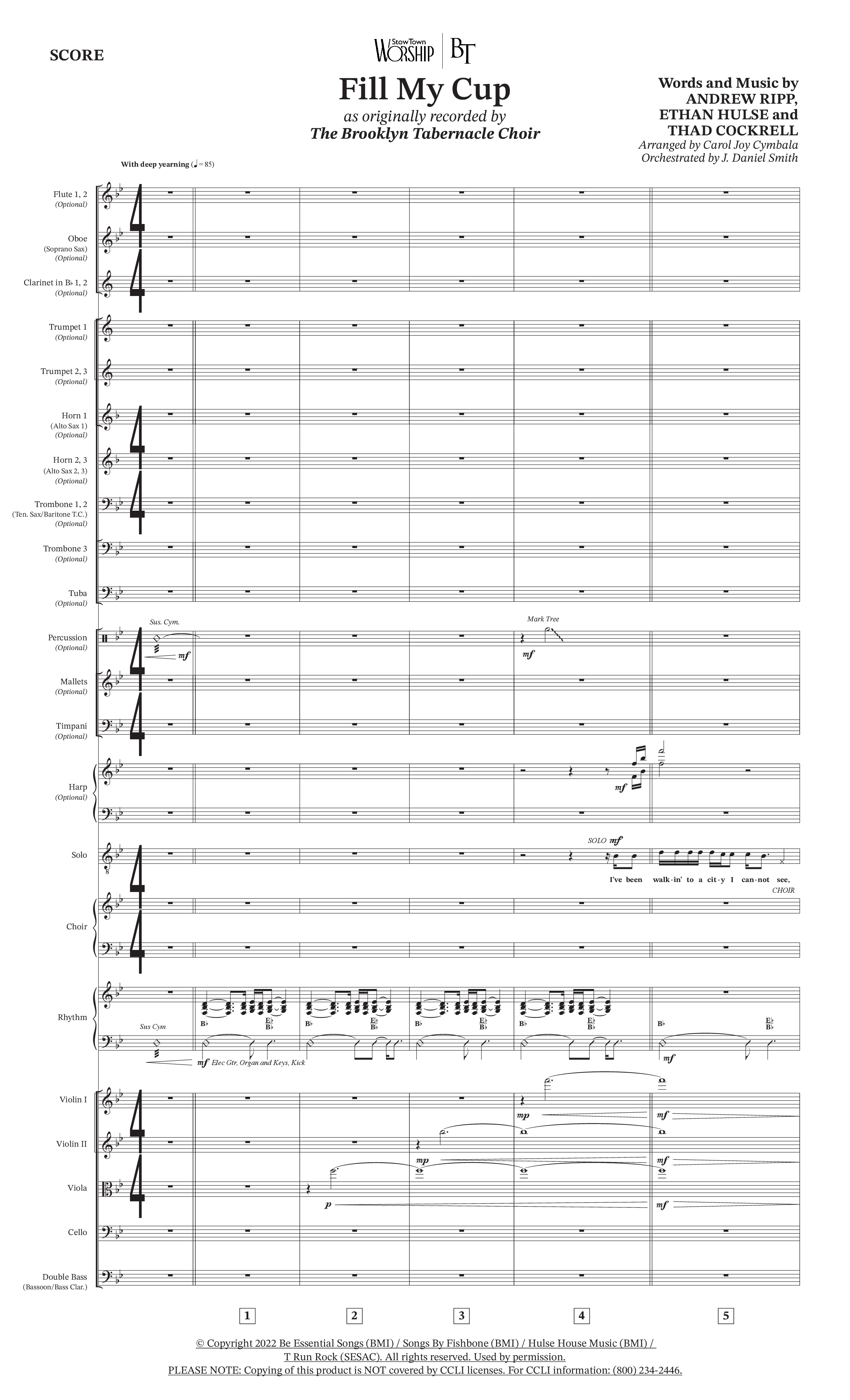 Fill My Cup (Choral Anthem SATB) Conductor's Score (The Brooklyn Tabernacle Choir / Arr. Carol Cymbala / Orch. J. Daniel Smith)