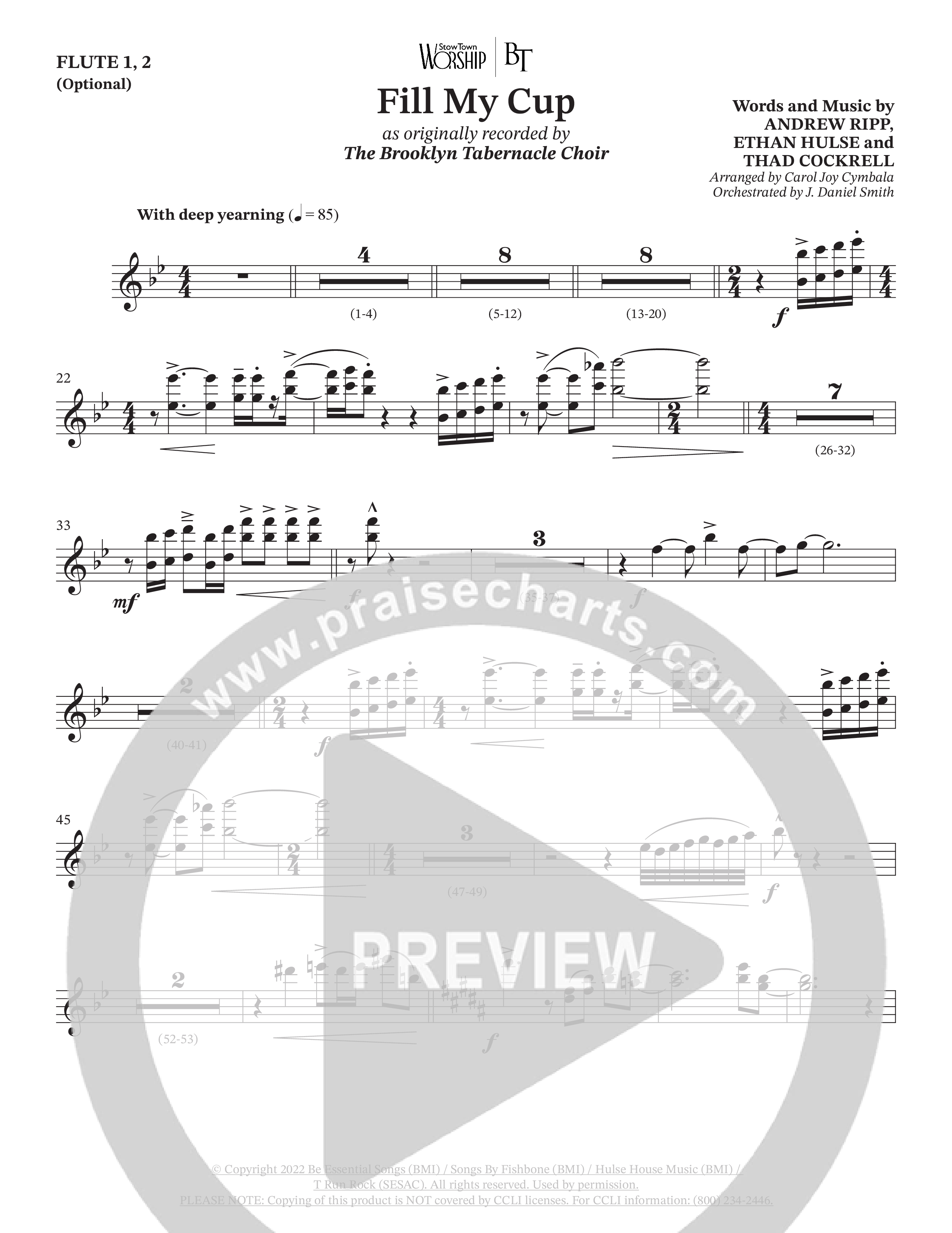 Fill My Cup (Choral Anthem SATB) Flute 1/2 (The Brooklyn Tabernacle Choir / Arr. Carol Cymbala / Orch. J. Daniel Smith)