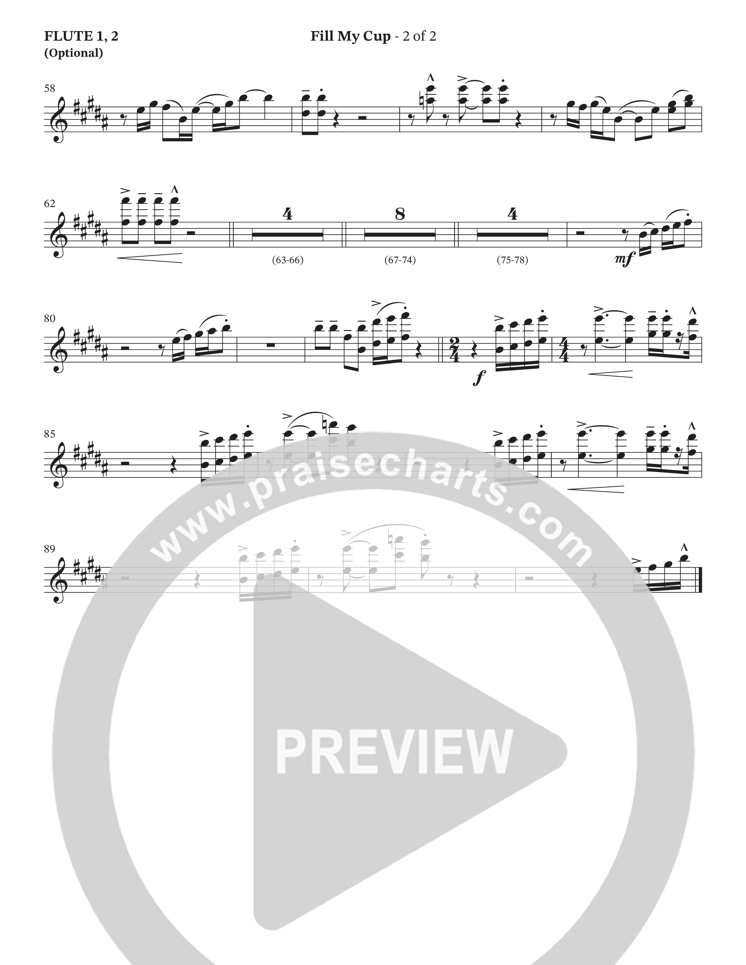 Fill My Cup (Choral Anthem SATB) Flute 1/2 (The Brooklyn Tabernacle Choir / Arr. Carol Cymbala / Orch. J. Daniel Smith)