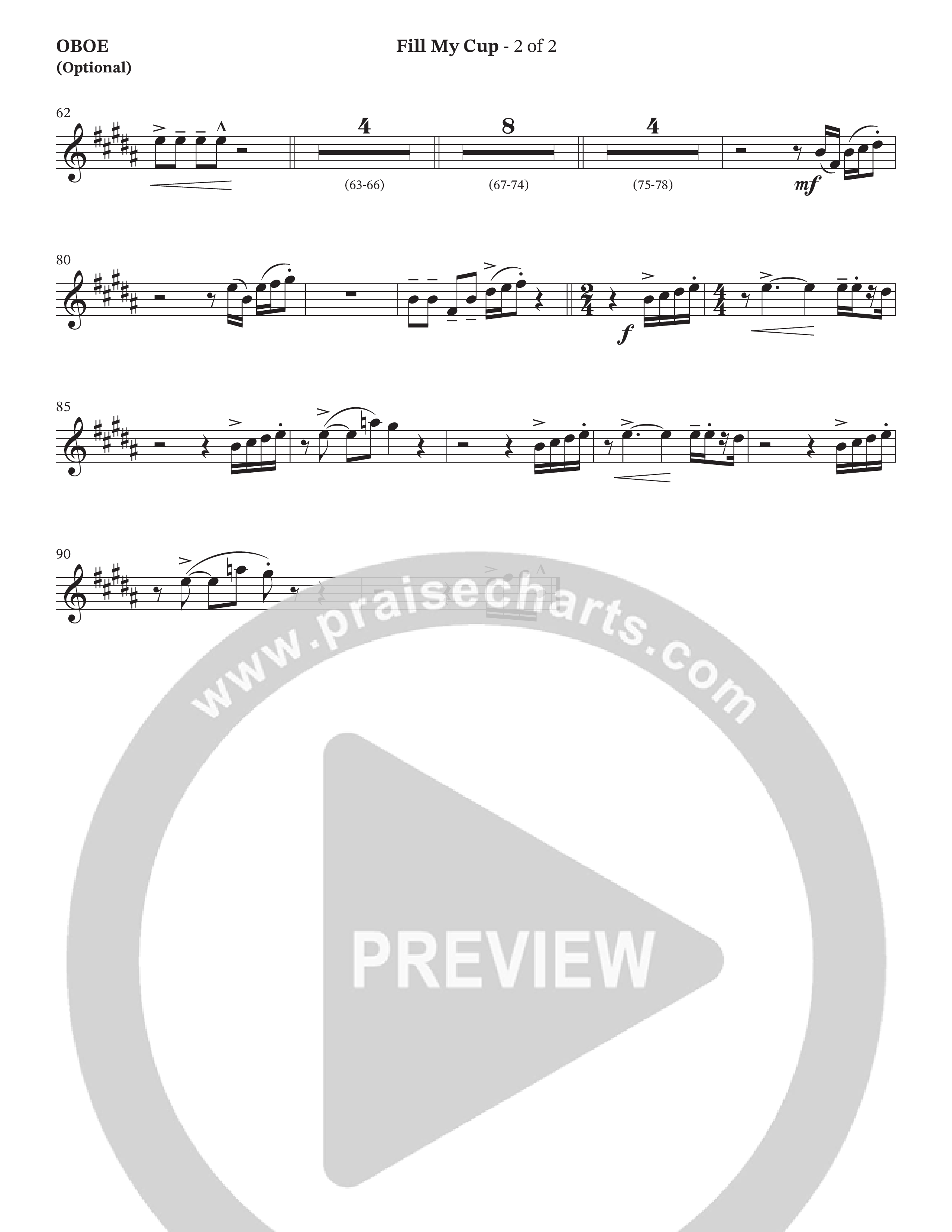 Fill My Cup (Choral Anthem SATB) Oboe (The Brooklyn Tabernacle Choir / Arr. Carol Cymbala / Orch. J. Daniel Smith)