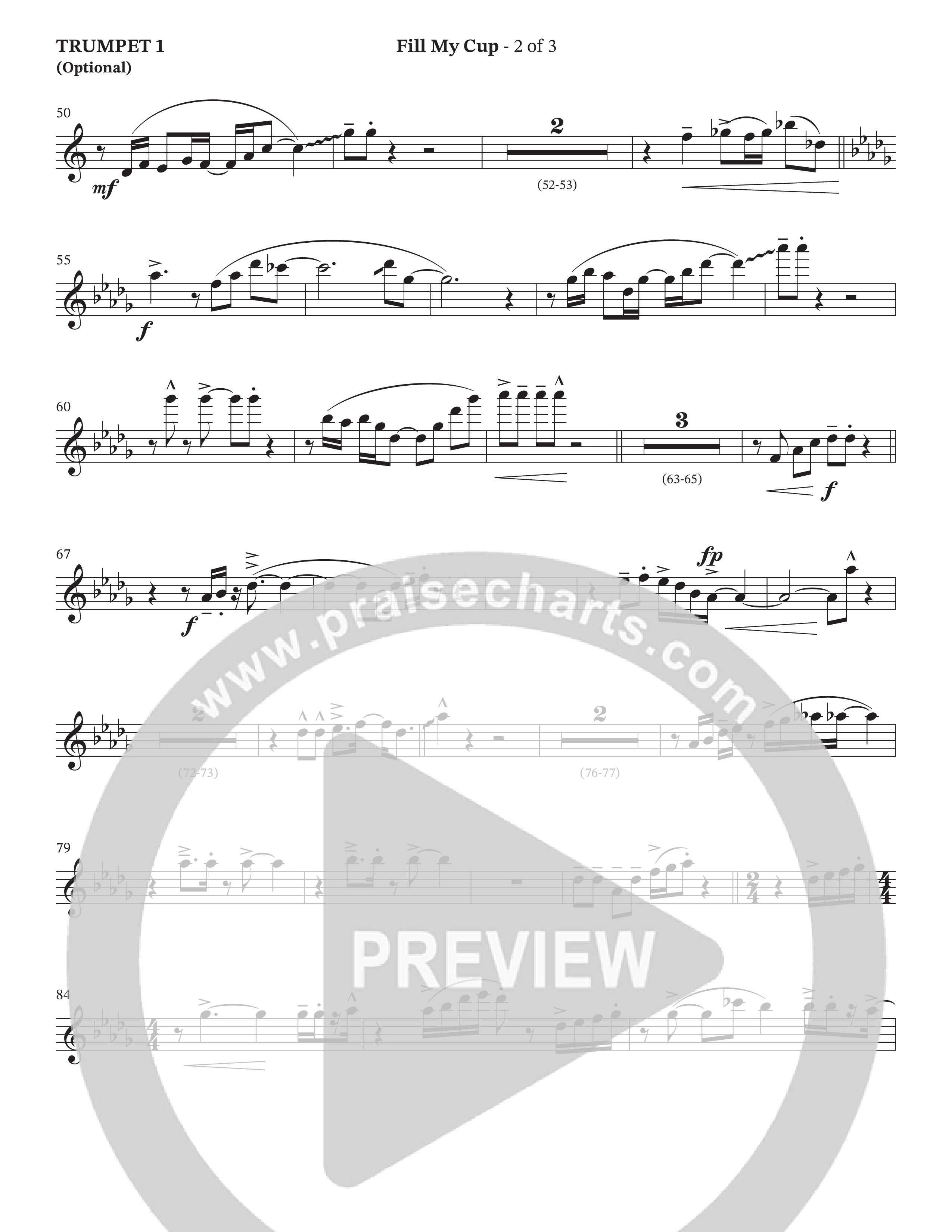 Fill My Cup (Choral Anthem SATB) Trumpet 1 (The Brooklyn Tabernacle Choir / Arr. Carol Cymbala / Orch. J. Daniel Smith)