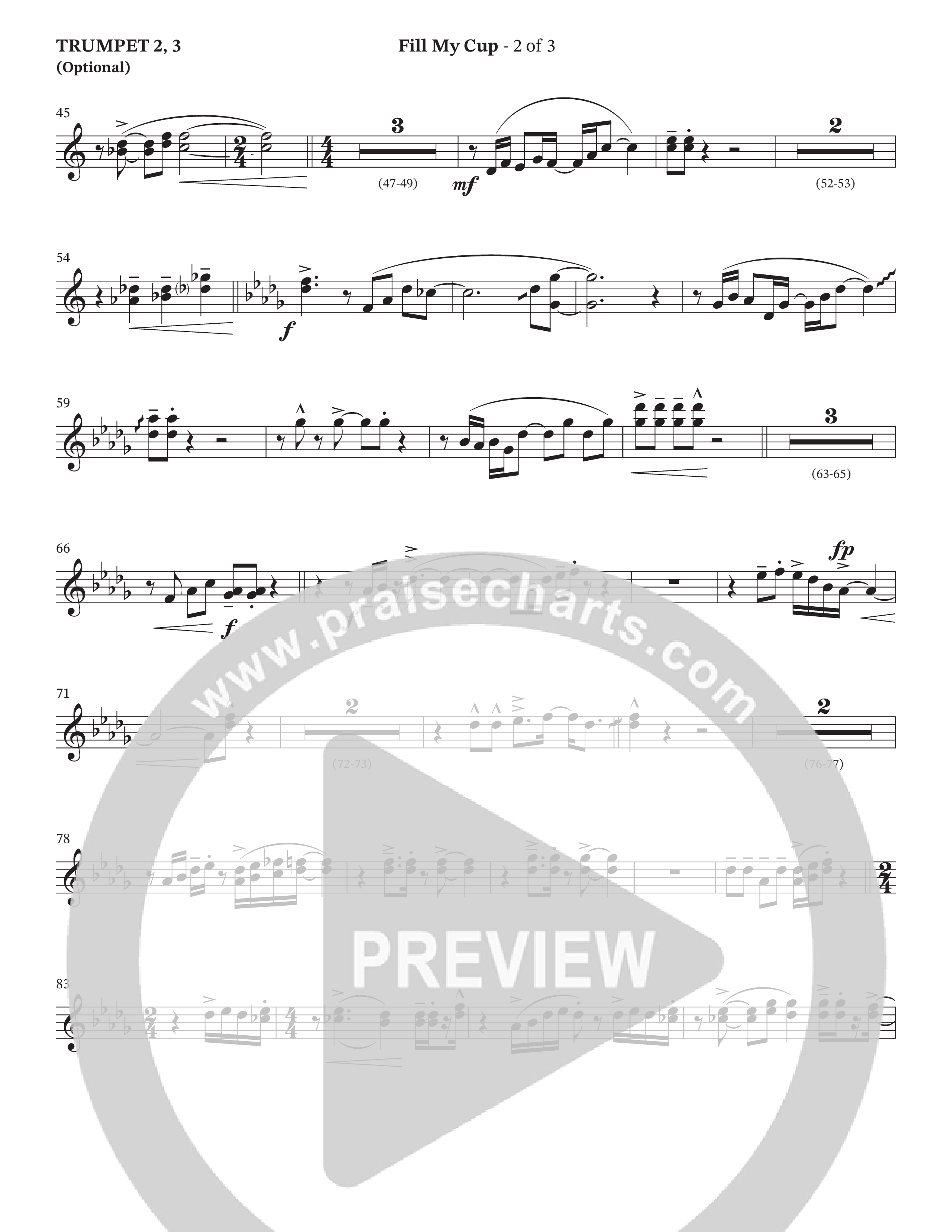 Fill My Cup (Choral Anthem SATB) Trumpet 2/3 (The Brooklyn Tabernacle Choir / Arr. Carol Cymbala / Orch. J. Daniel Smith)