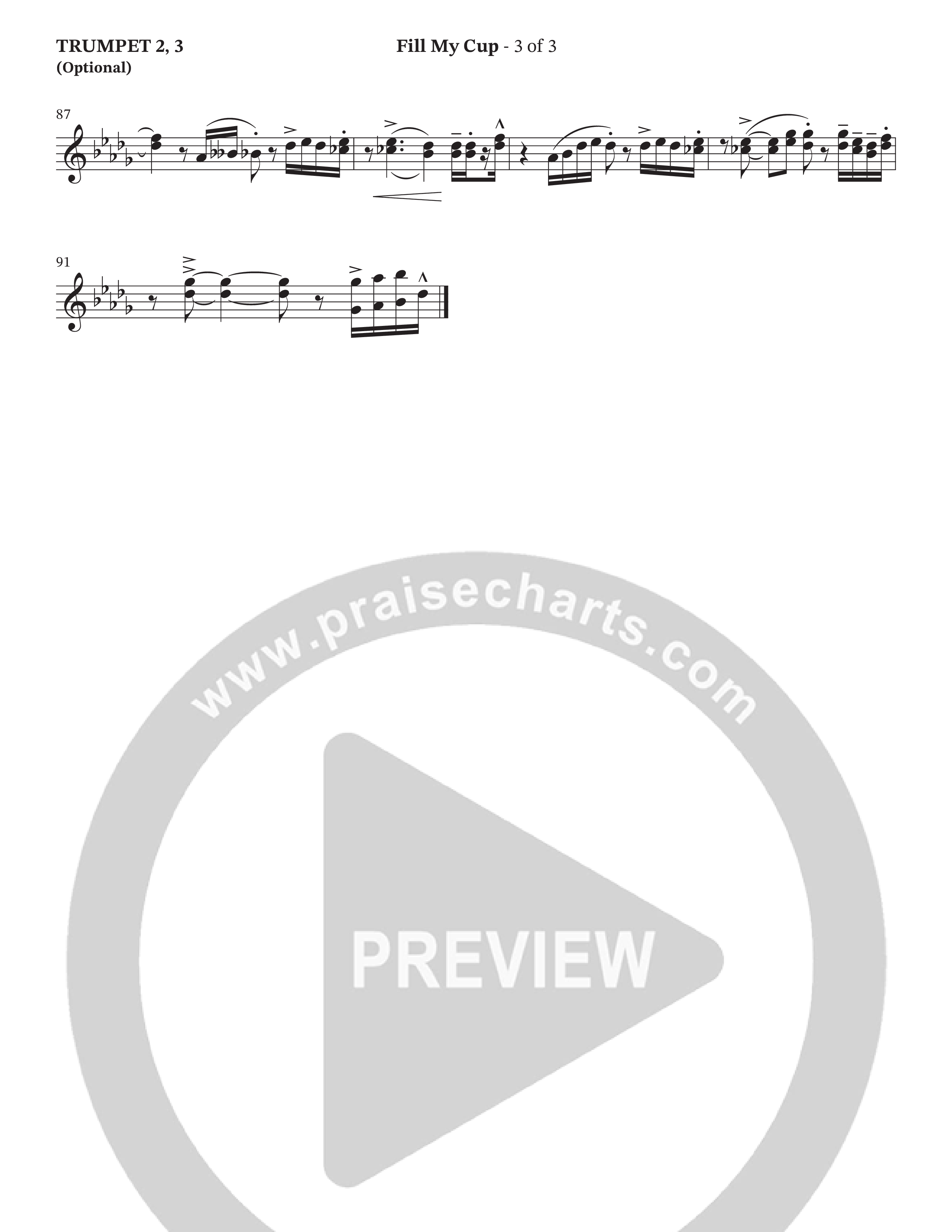 Fill My Cup (Choral Anthem SATB) Trumpet 2/3 (The Brooklyn Tabernacle Choir / Arr. Carol Cymbala / Orch. J. Daniel Smith)