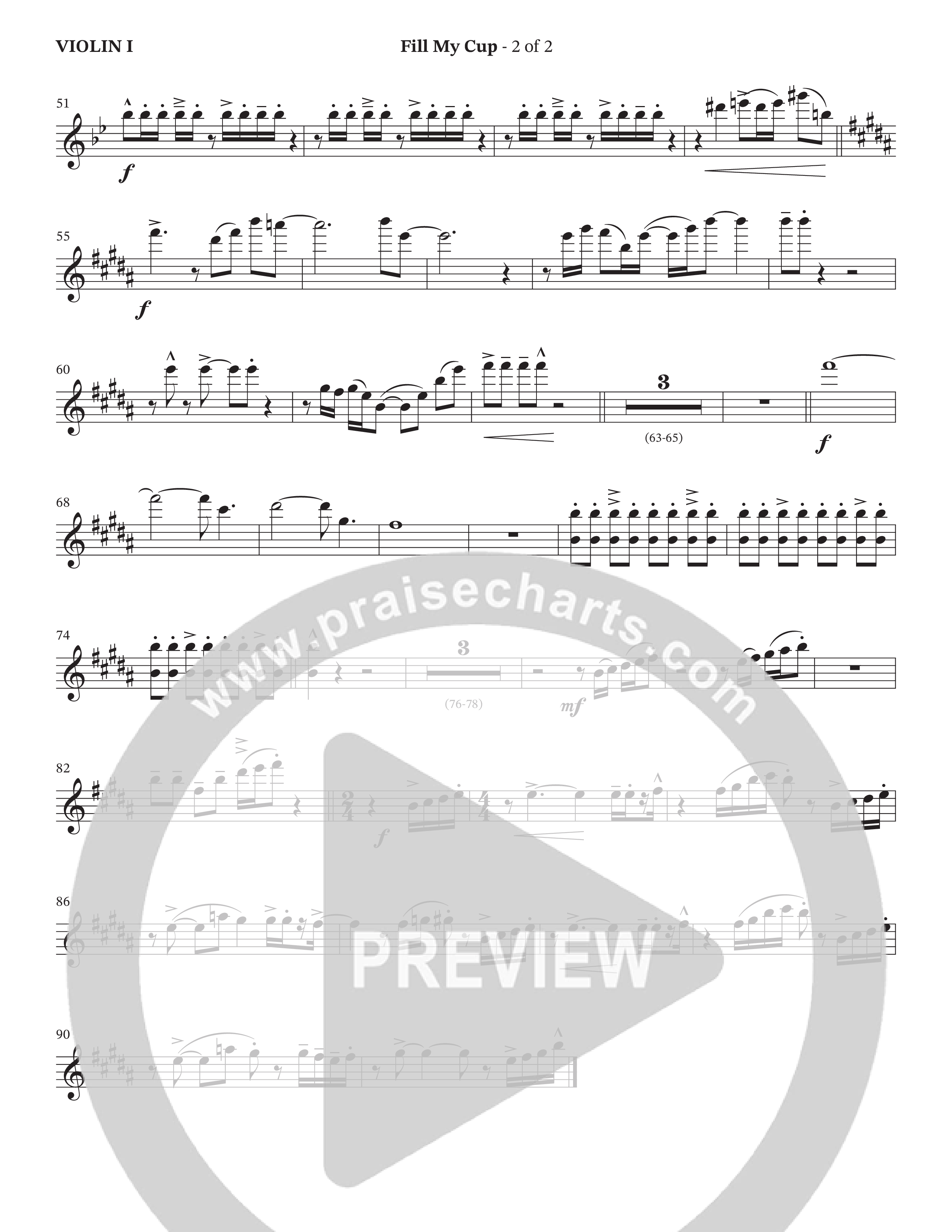Fill My Cup (Choral Anthem SATB) Violin 1 (The Brooklyn Tabernacle Choir / Arr. Carol Cymbala / Orch. J. Daniel Smith)