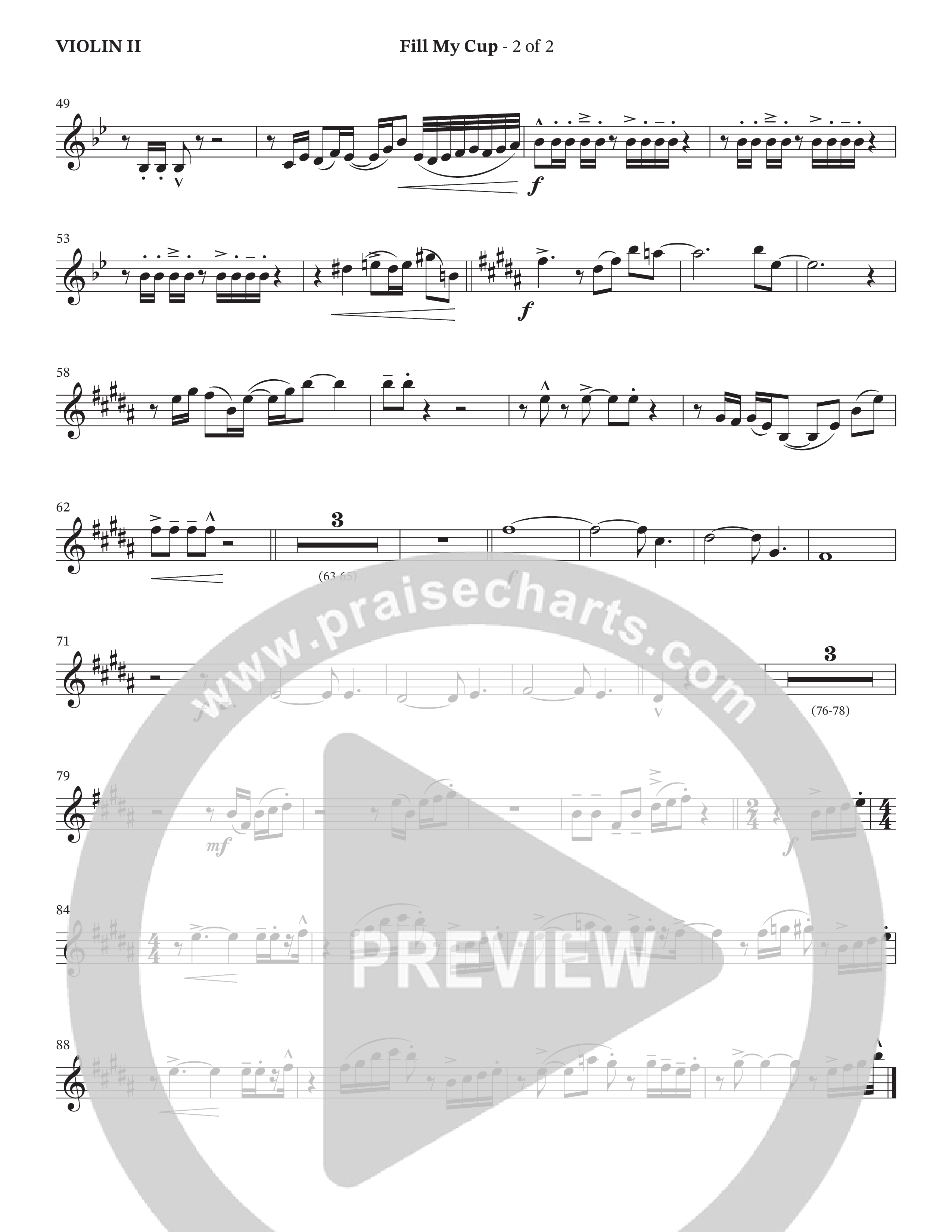Fill My Cup (Choral Anthem SATB) Violin 2 (The Brooklyn Tabernacle Choir / Arr. Carol Cymbala / Orch. J. Daniel Smith)
