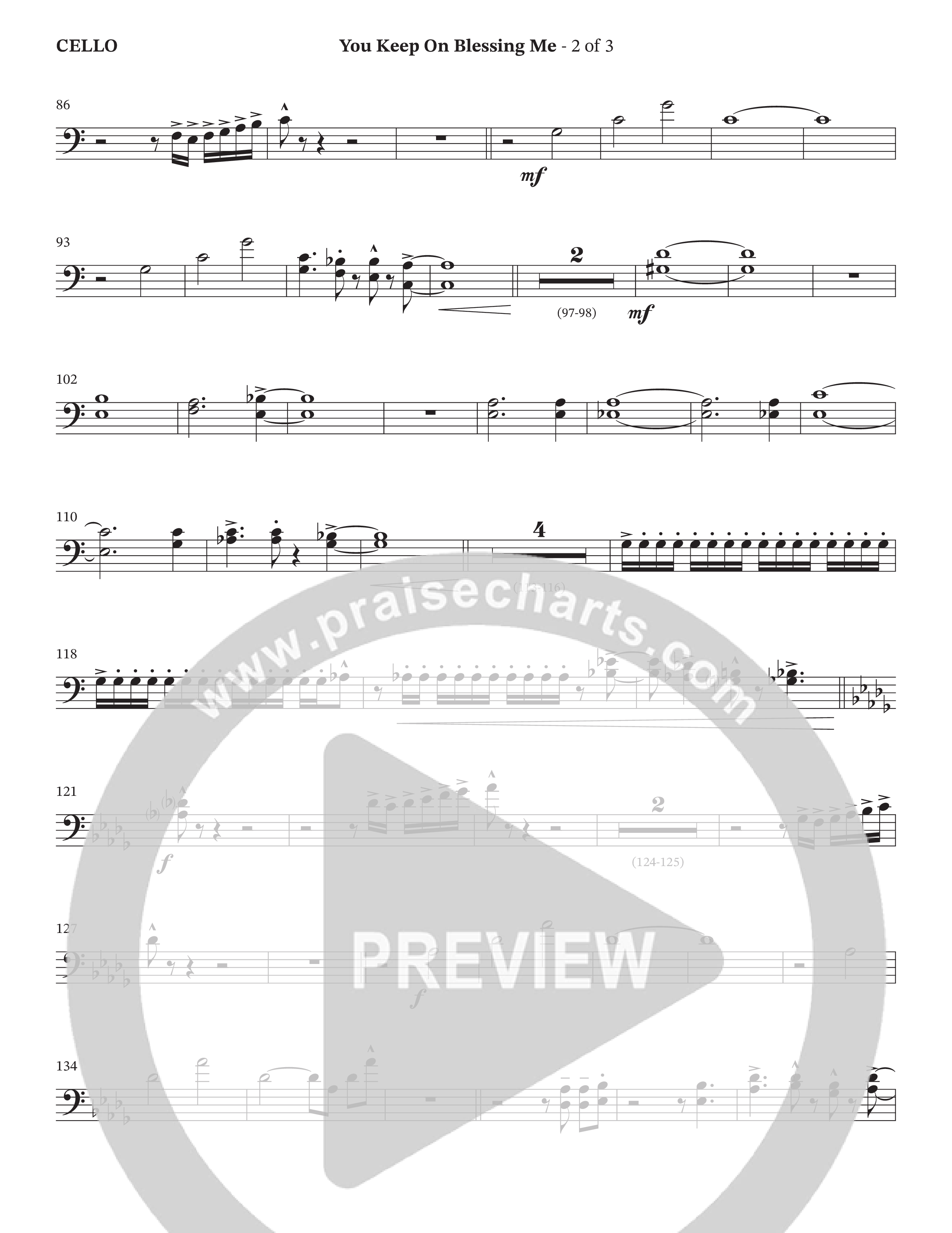 You Keep On Blessing Me (Choral Anthem SATB) Cello (The Brooklyn Tabernacle Choir / Arr. Carol Cymbala / Orch. J. Daniel Smith)