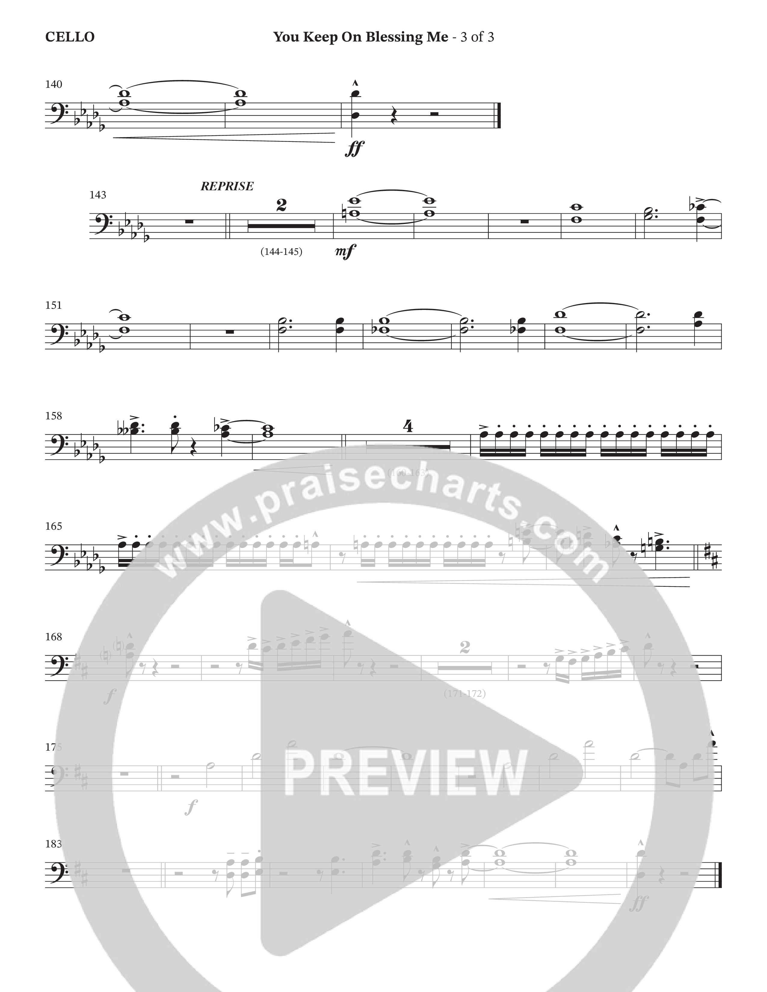 You Keep On Blessing Me (Choral Anthem SATB) Cello (The Brooklyn Tabernacle Choir / Arr. Carol Cymbala / Orch. J. Daniel Smith)