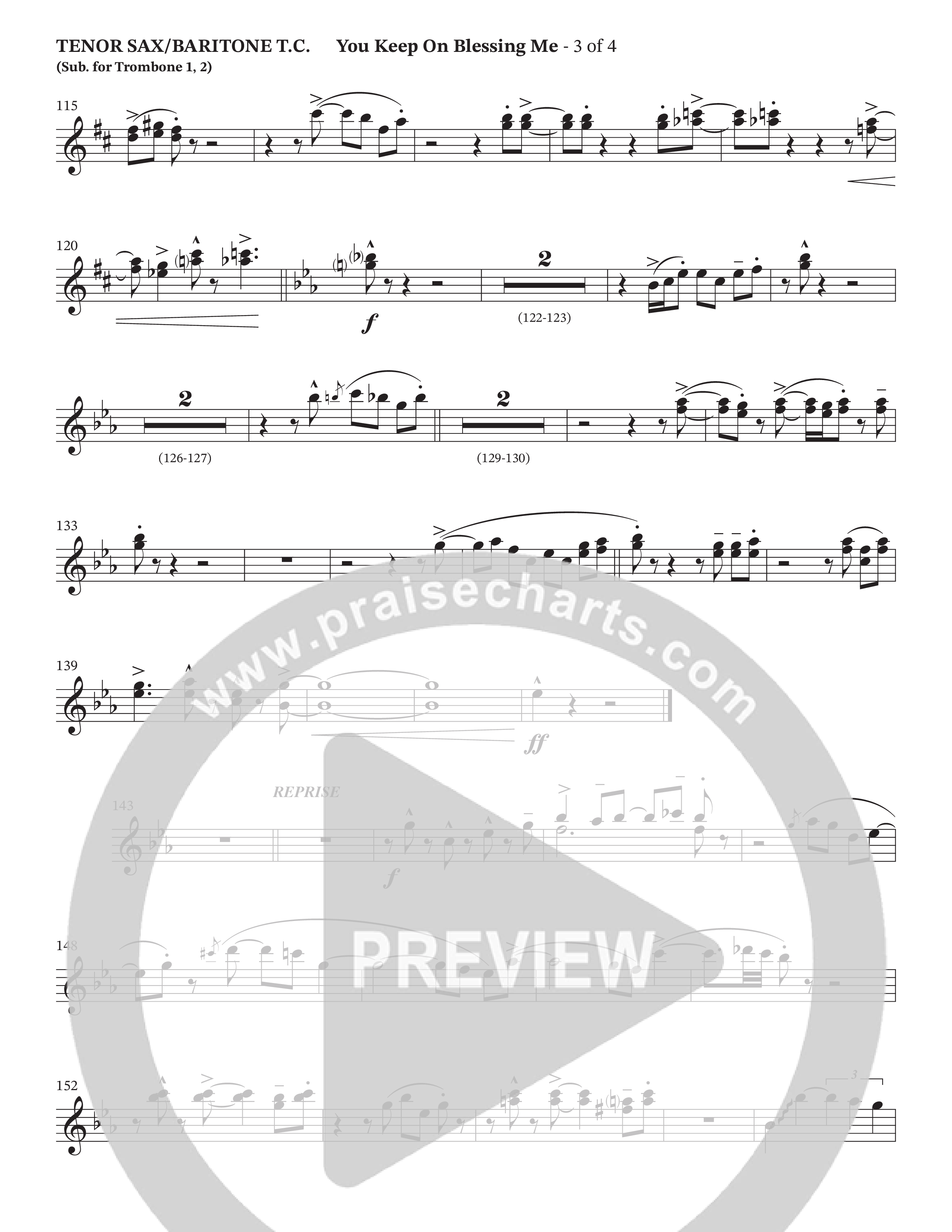 You Keep On Blessing Me (Choral Anthem SATB) Tenor Sax/Baritone T.C. (The Brooklyn Tabernacle Choir / Arr. Carol Cymbala / Orch. J. Daniel Smith)