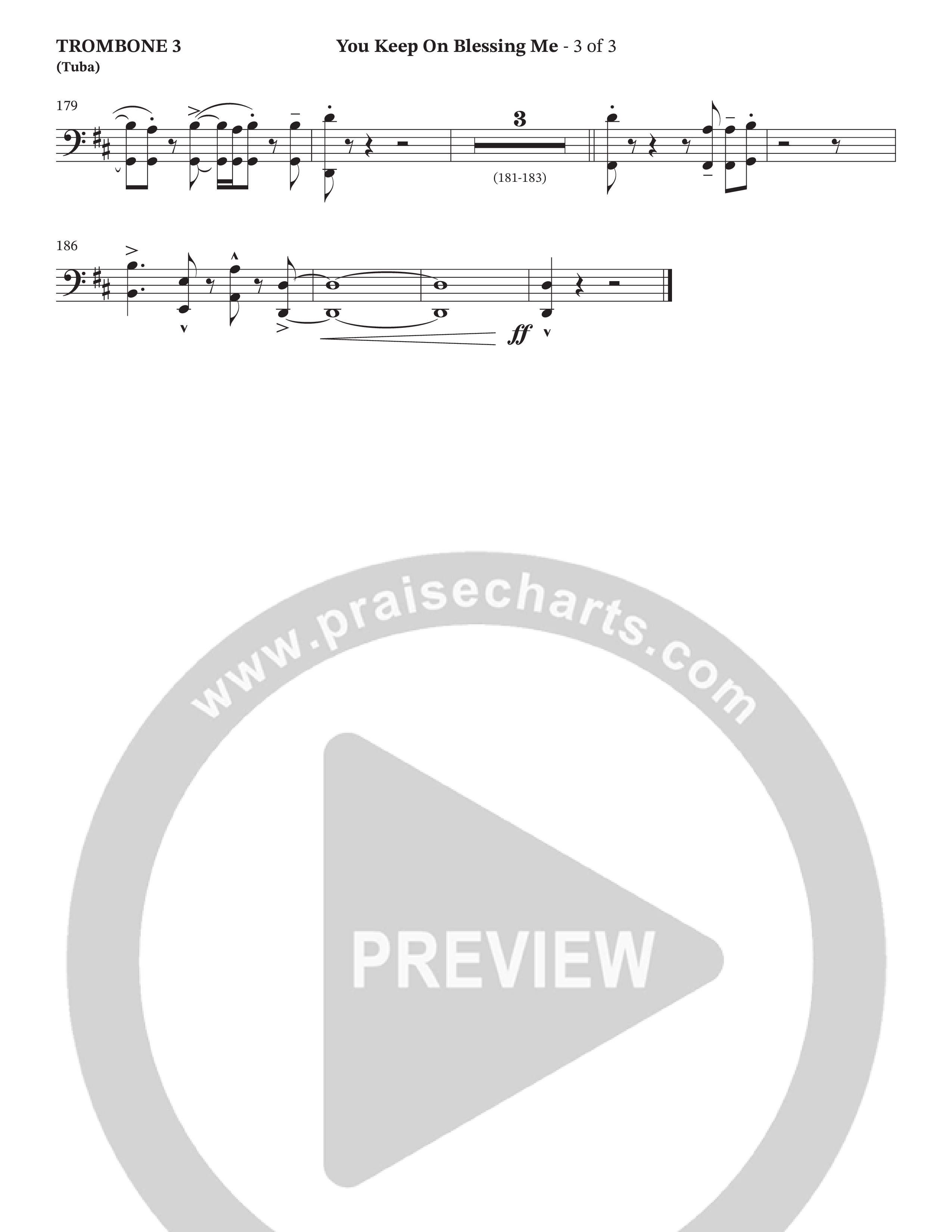 You Keep On Blessing Me (Choral Anthem SATB) Trombone 3 (The Brooklyn Tabernacle Choir / Arr. Carol Cymbala / Orch. J. Daniel Smith)