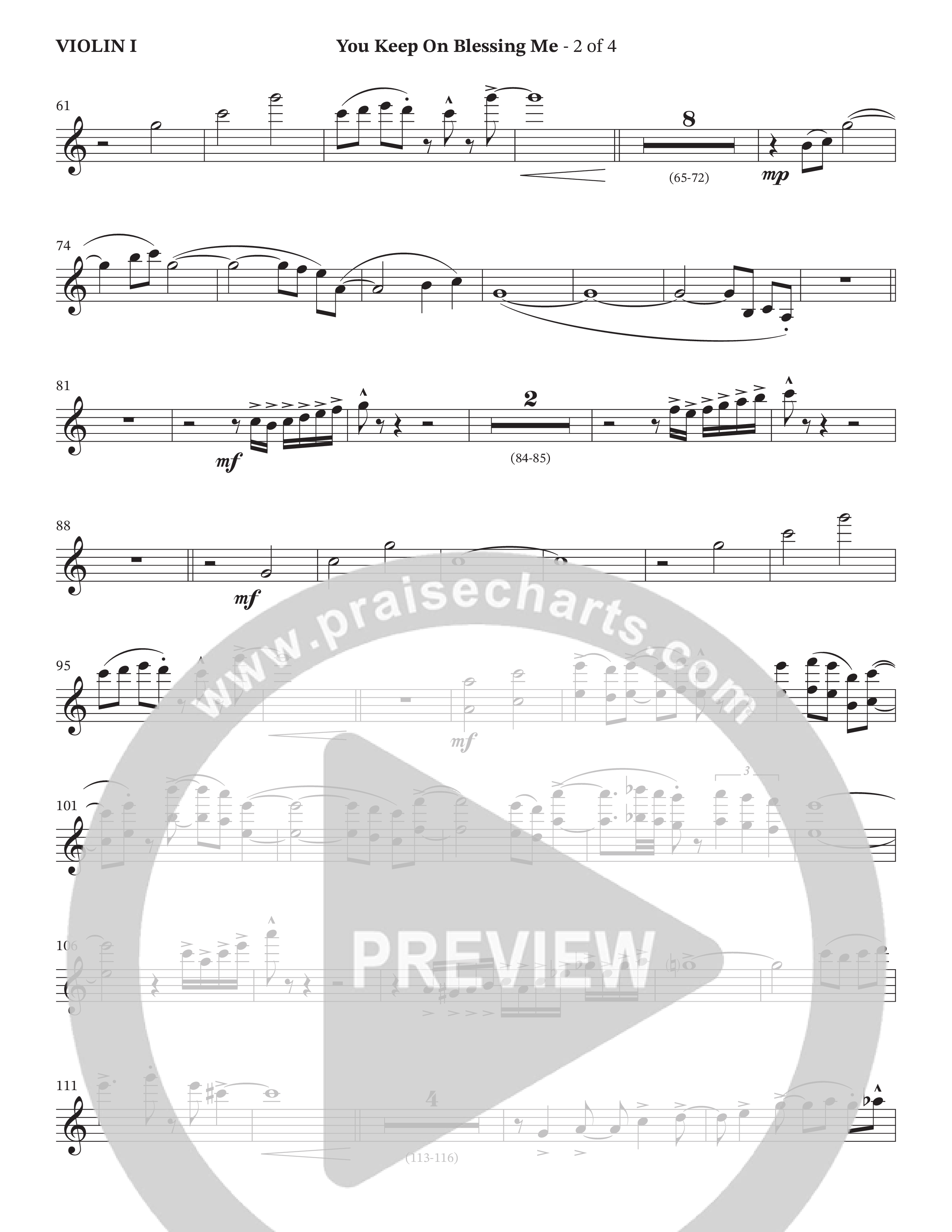 You Keep On Blessing Me (Choral Anthem SATB) Violin 1 (The Brooklyn Tabernacle Choir / Arr. Carol Cymbala / Orch. J. Daniel Smith)