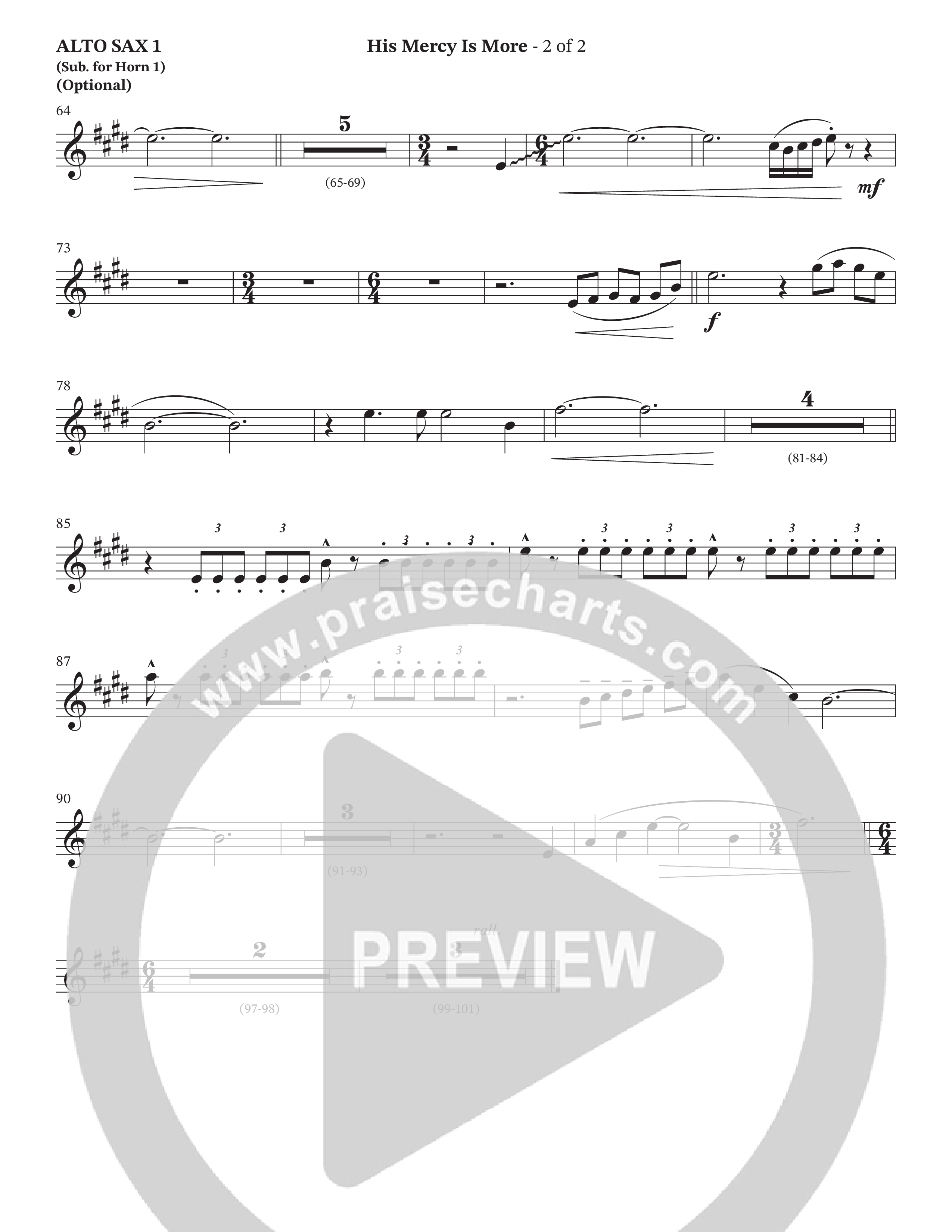 His Mercy Is More (Choral Anthem SATB) Alto Sax (The Brooklyn Tabernacle Choir / Arr. Carol Cymbala / Orch. J. Daniel Smith)