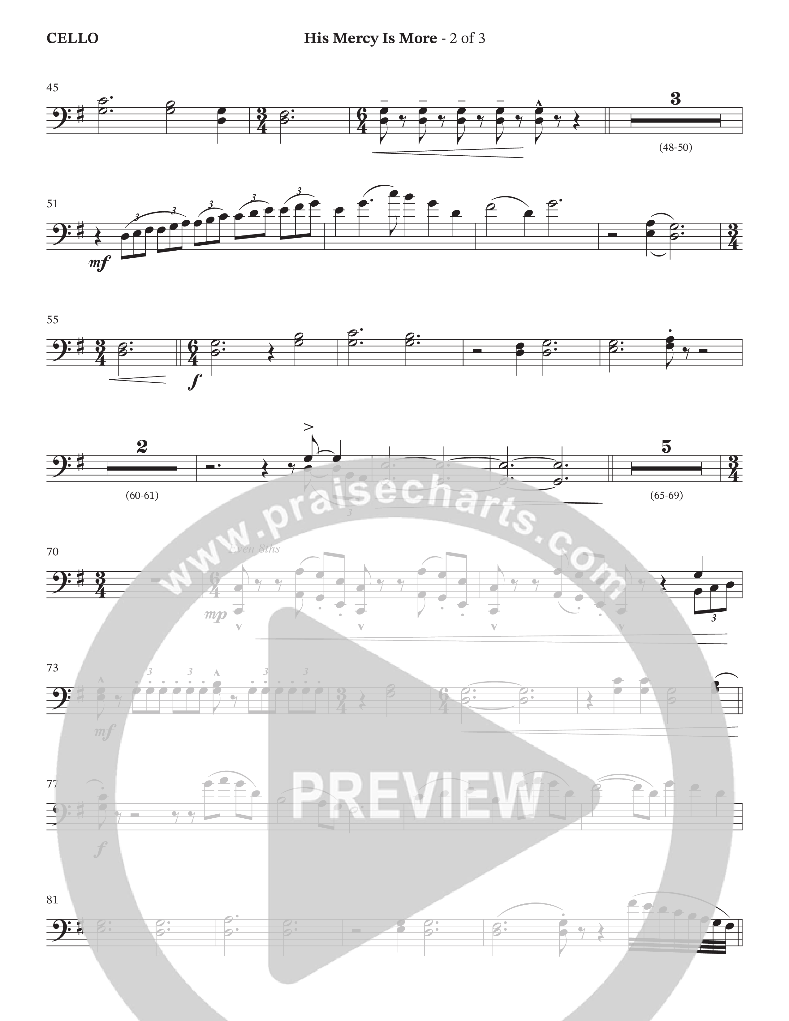 His Mercy Is More (Choral Anthem SATB) Cello (The Brooklyn Tabernacle Choir / Arr. Carol Cymbala / Orch. J. Daniel Smith)