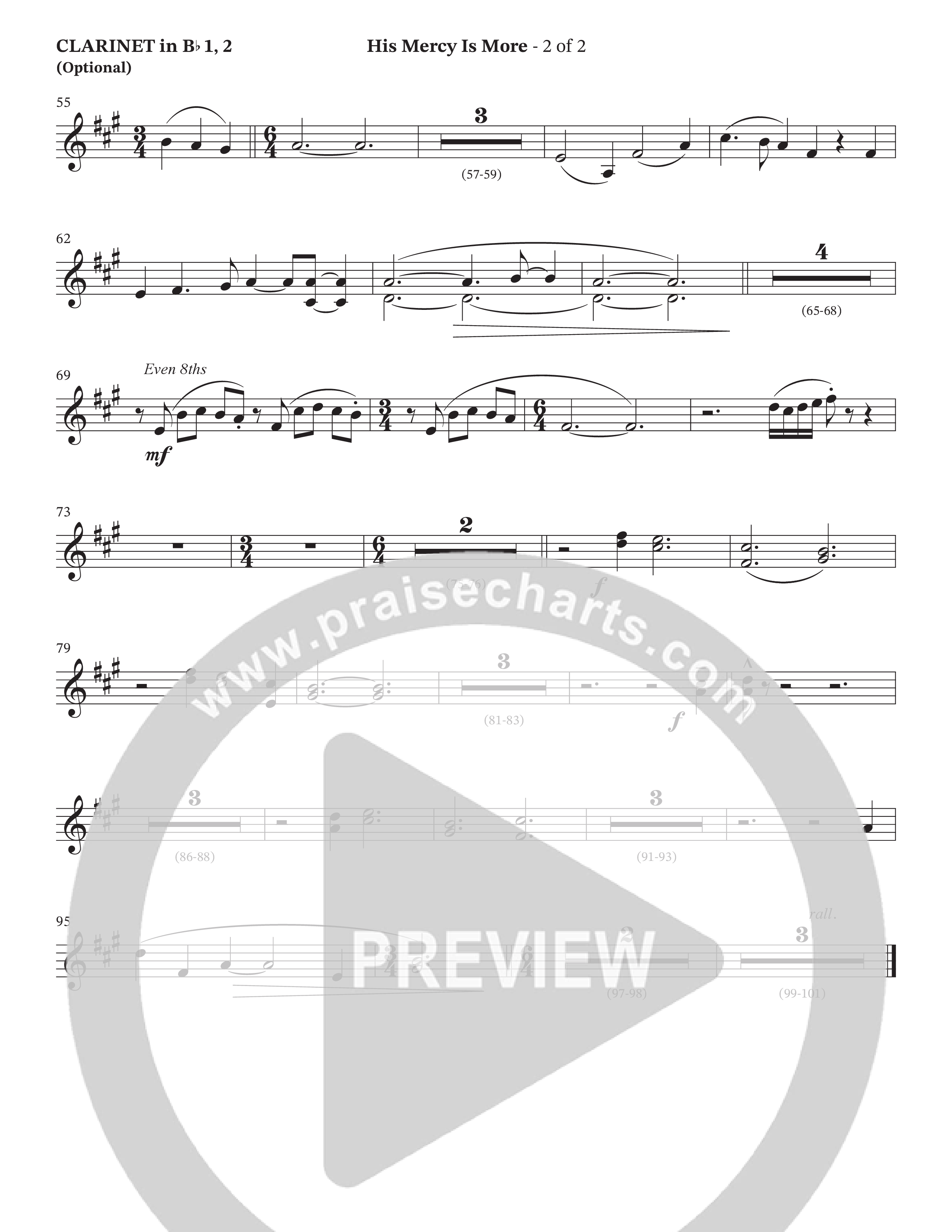 His Mercy Is More (Choral Anthem SATB) Clarinet 1/2 (The Brooklyn Tabernacle Choir / Arr. Carol Cymbala / Orch. J. Daniel Smith)