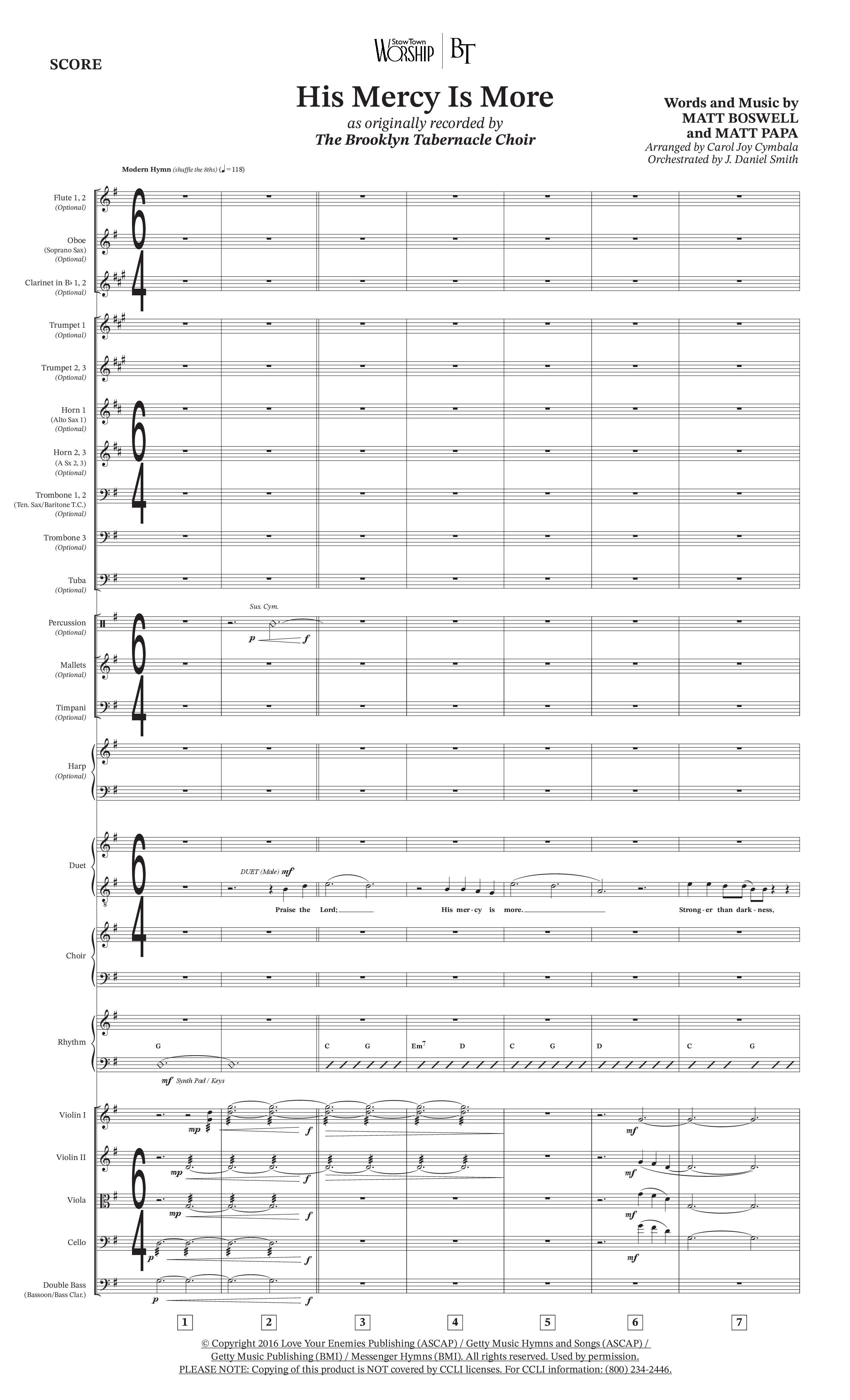 His Mercy Is More (Choral Anthem SATB) Conductor's Score (The Brooklyn Tabernacle Choir / Arr. Carol Cymbala / Orch. J. Daniel Smith)