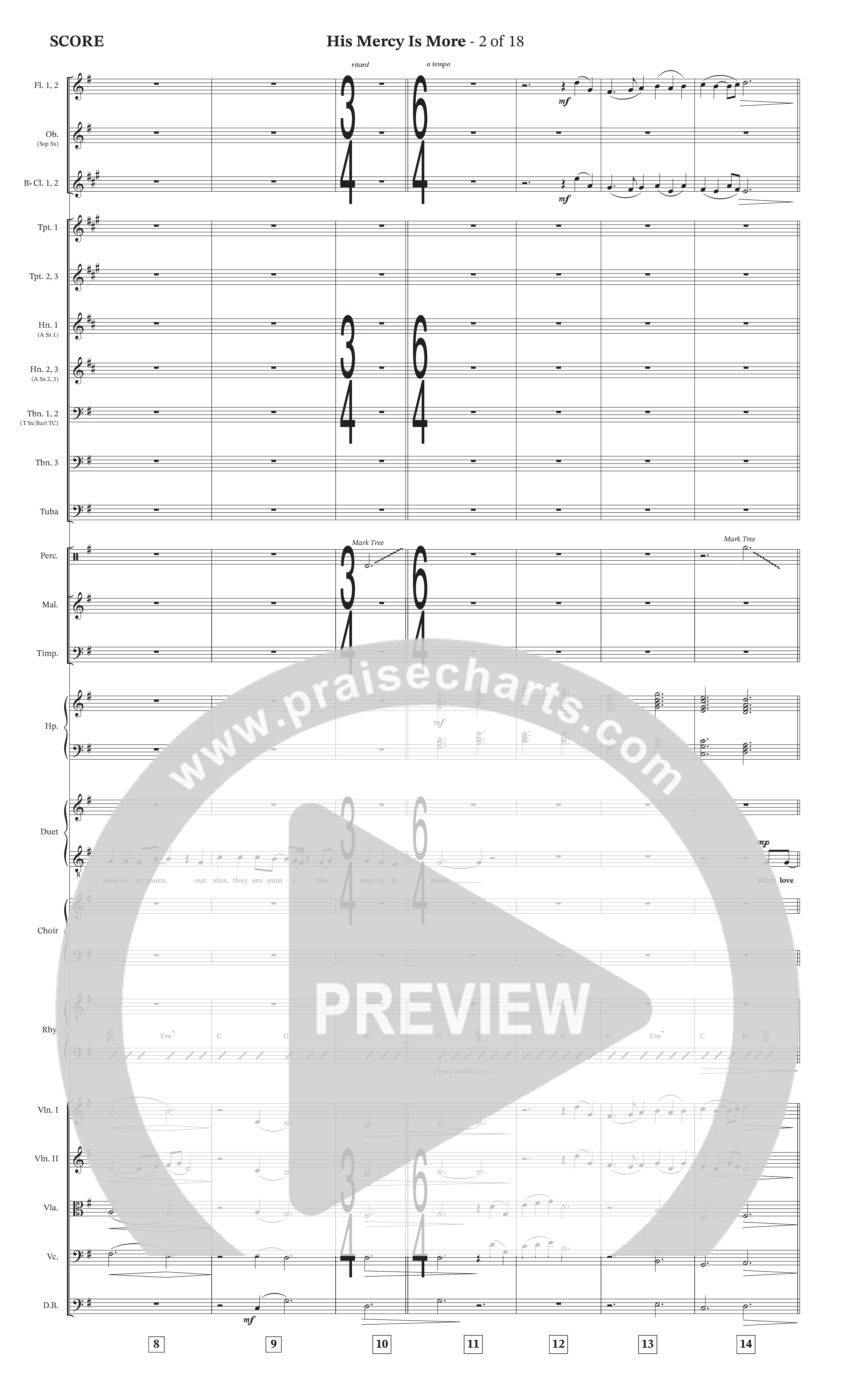 His Mercy Is More (Choral Anthem SATB) Orchestration (The Brooklyn Tabernacle Choir / Arr. Carol Cymbala / Orch. J. Daniel Smith)