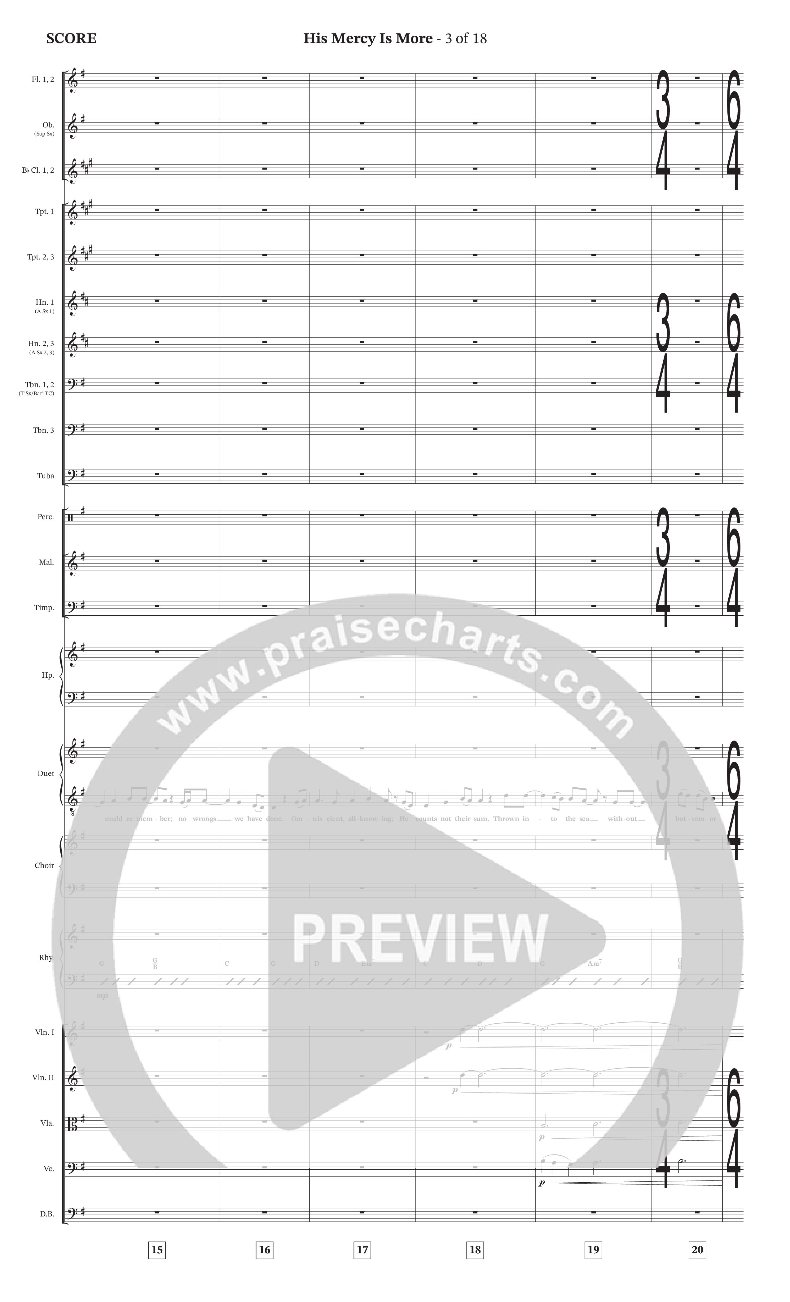 His Mercy Is More (Choral Anthem SATB) Conductor's Score (The Brooklyn Tabernacle Choir / Arr. Carol Cymbala / Orch. J. Daniel Smith)